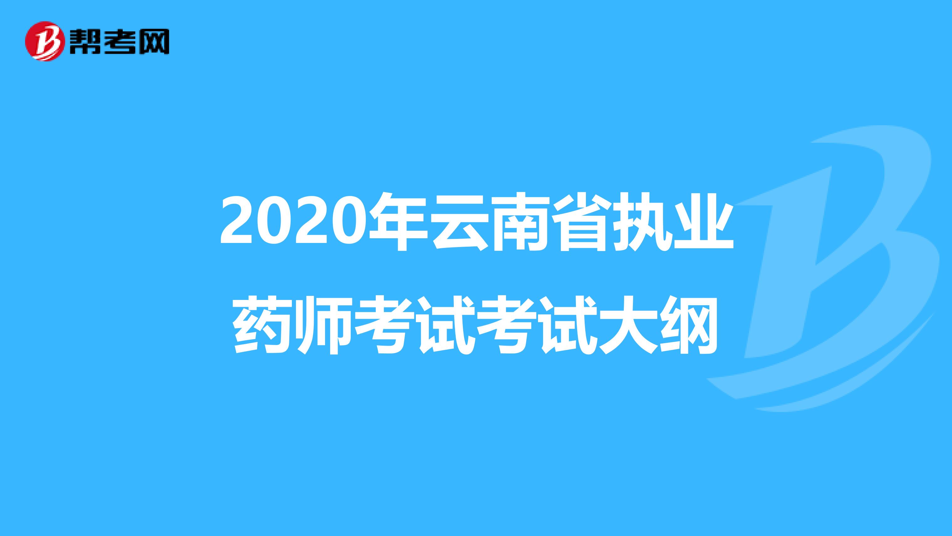 2020年云南省执业药师考试考试大纲