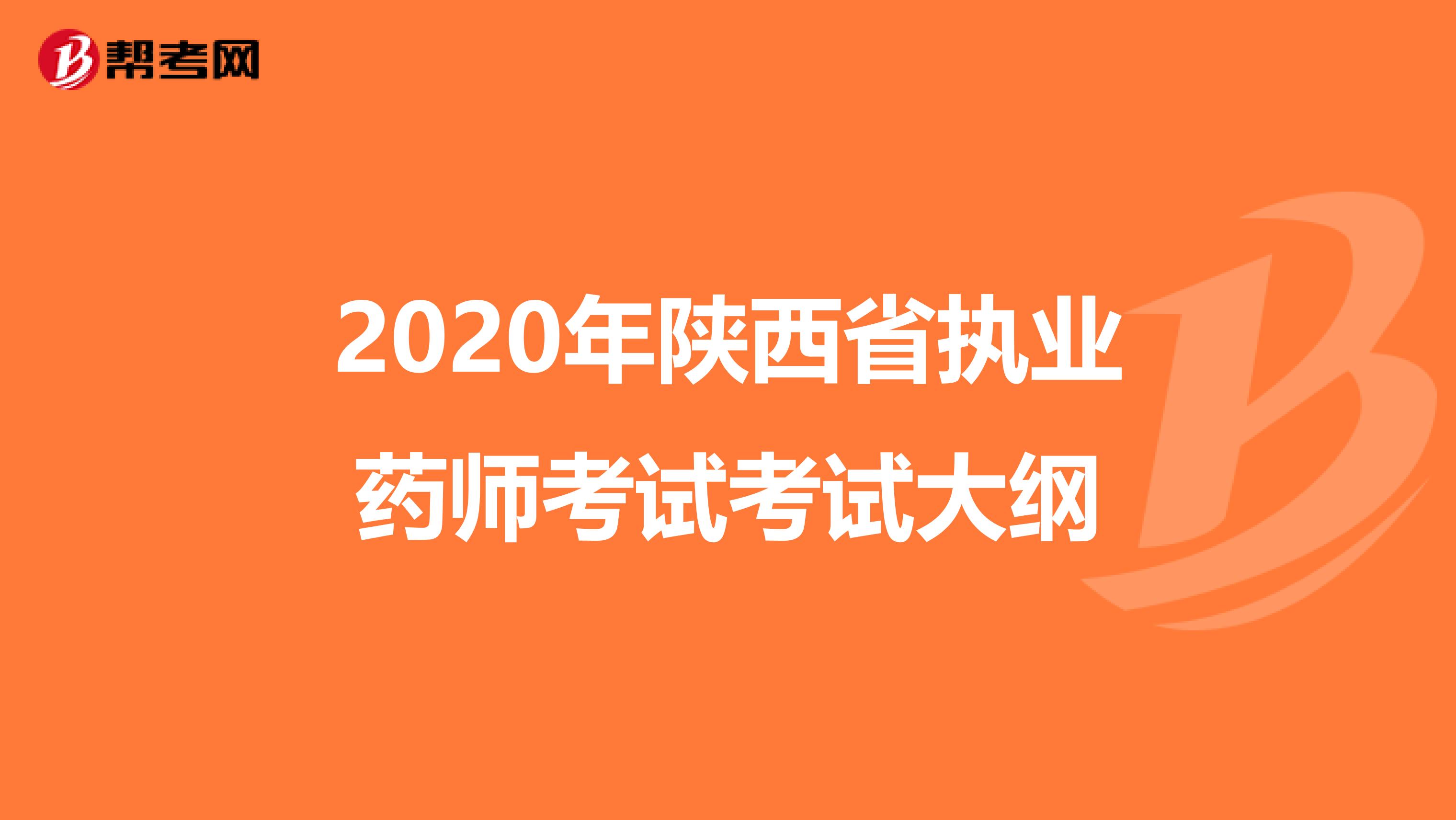 2020年陕西省执业药师考试考试大纲