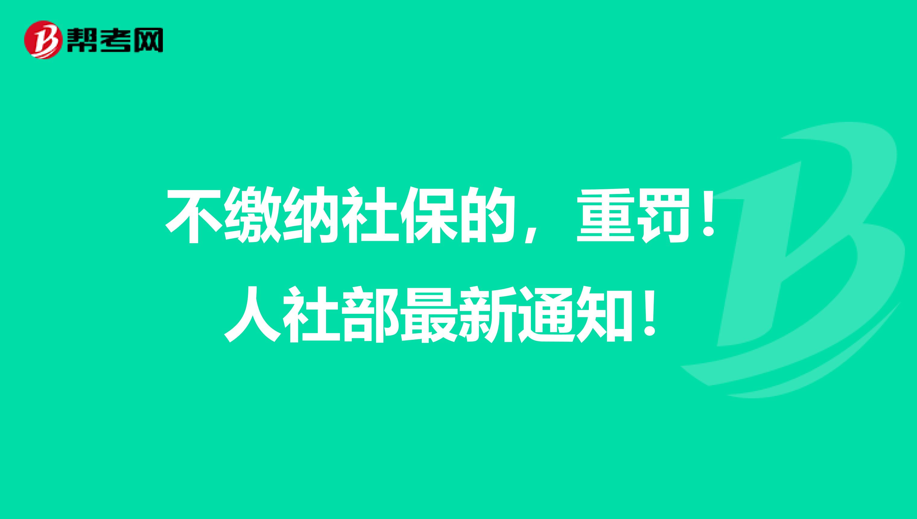 不缴纳社保的，重罚！人社部最新通知！