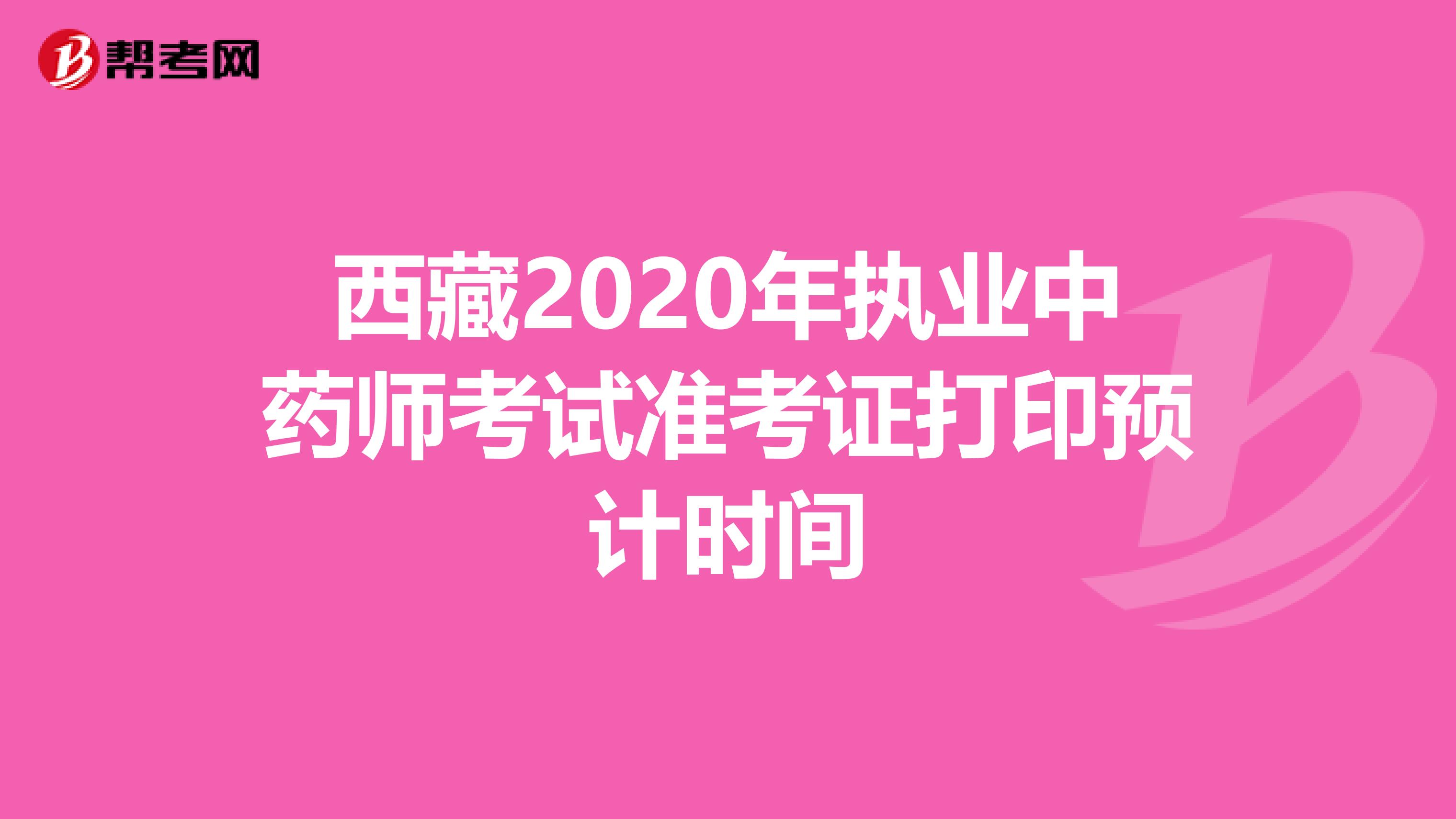 西藏2020年执业中药师考试准考证打印预计时间