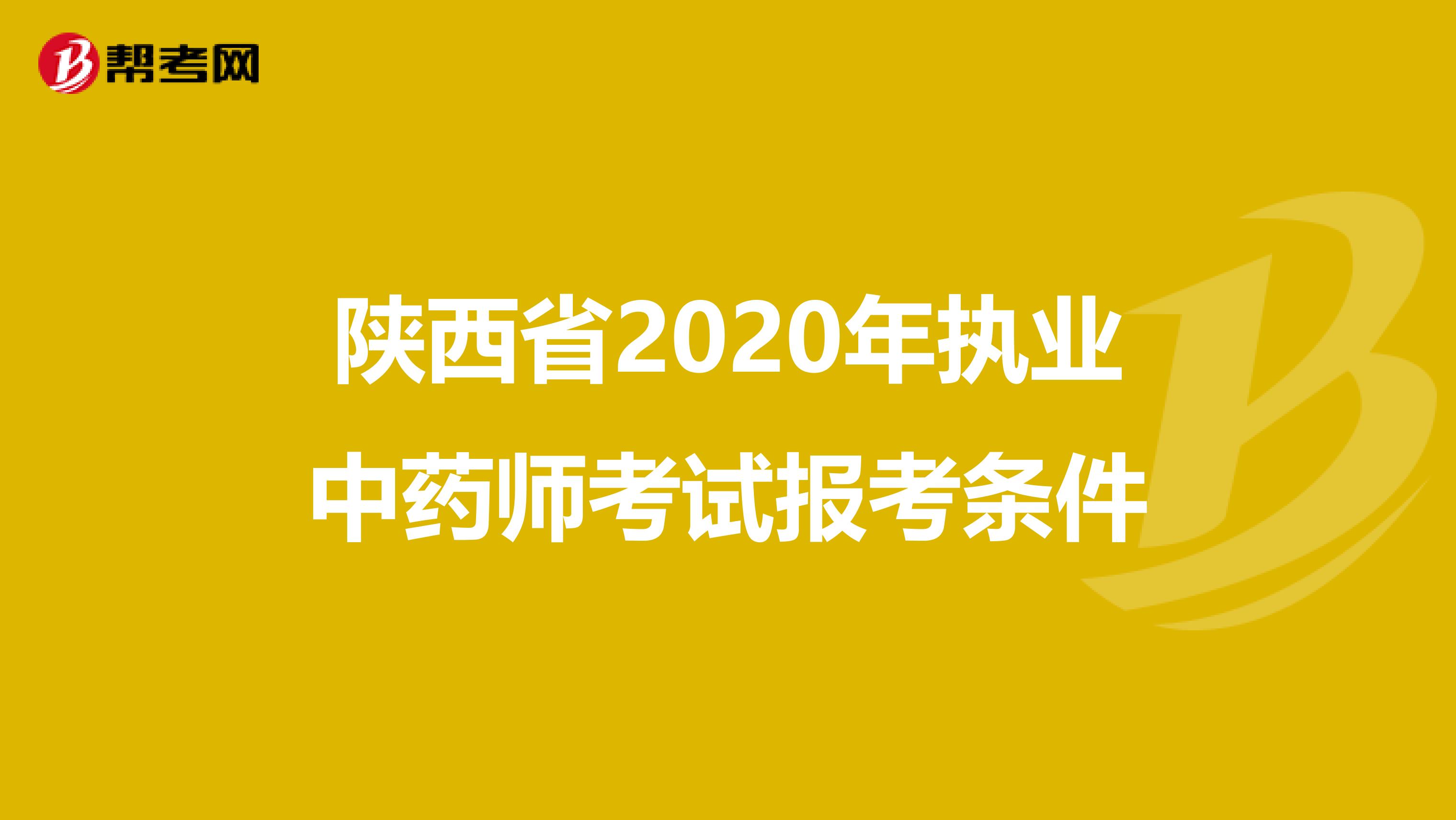 陕西省2020年执业中药师考试报考条件