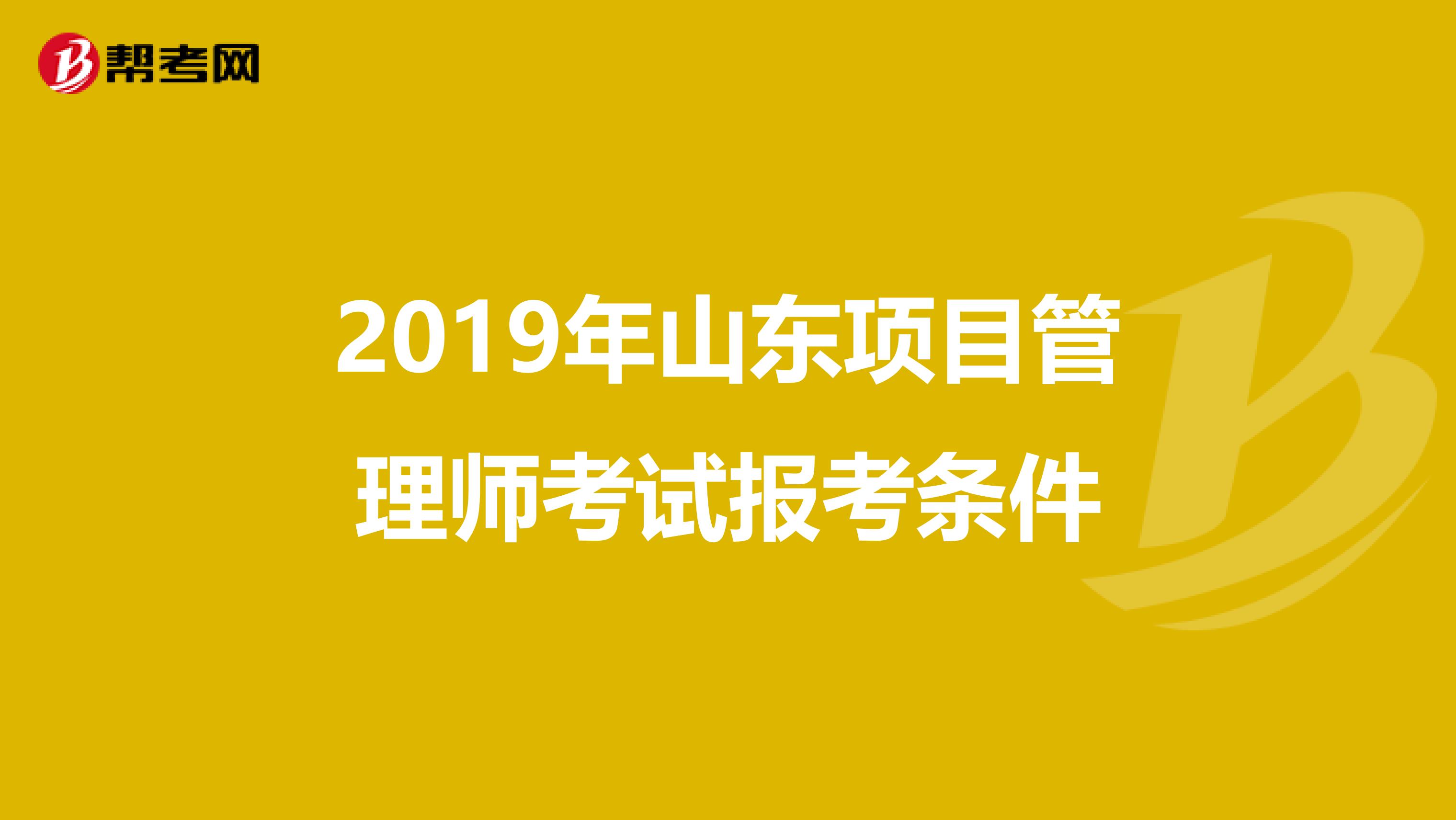 2019年山东项目管理师考试报考条件