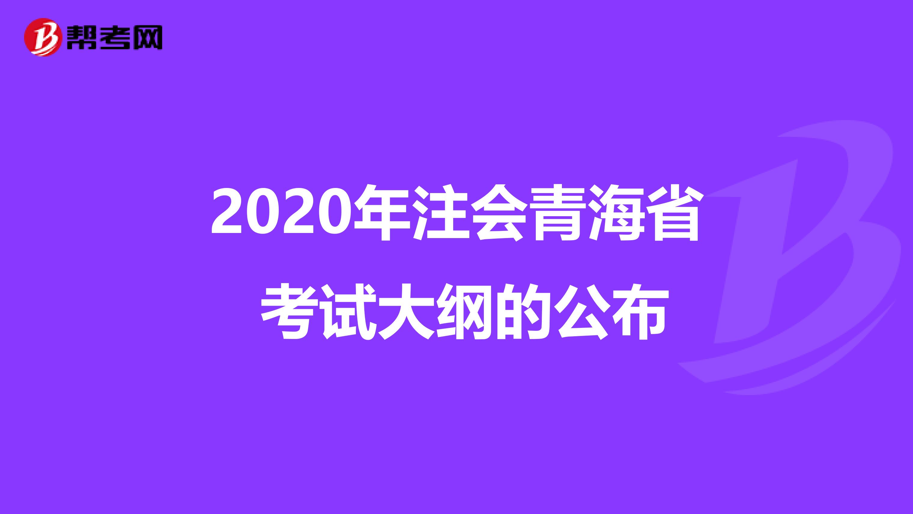 2020年注会青海省 考试大纲的公布