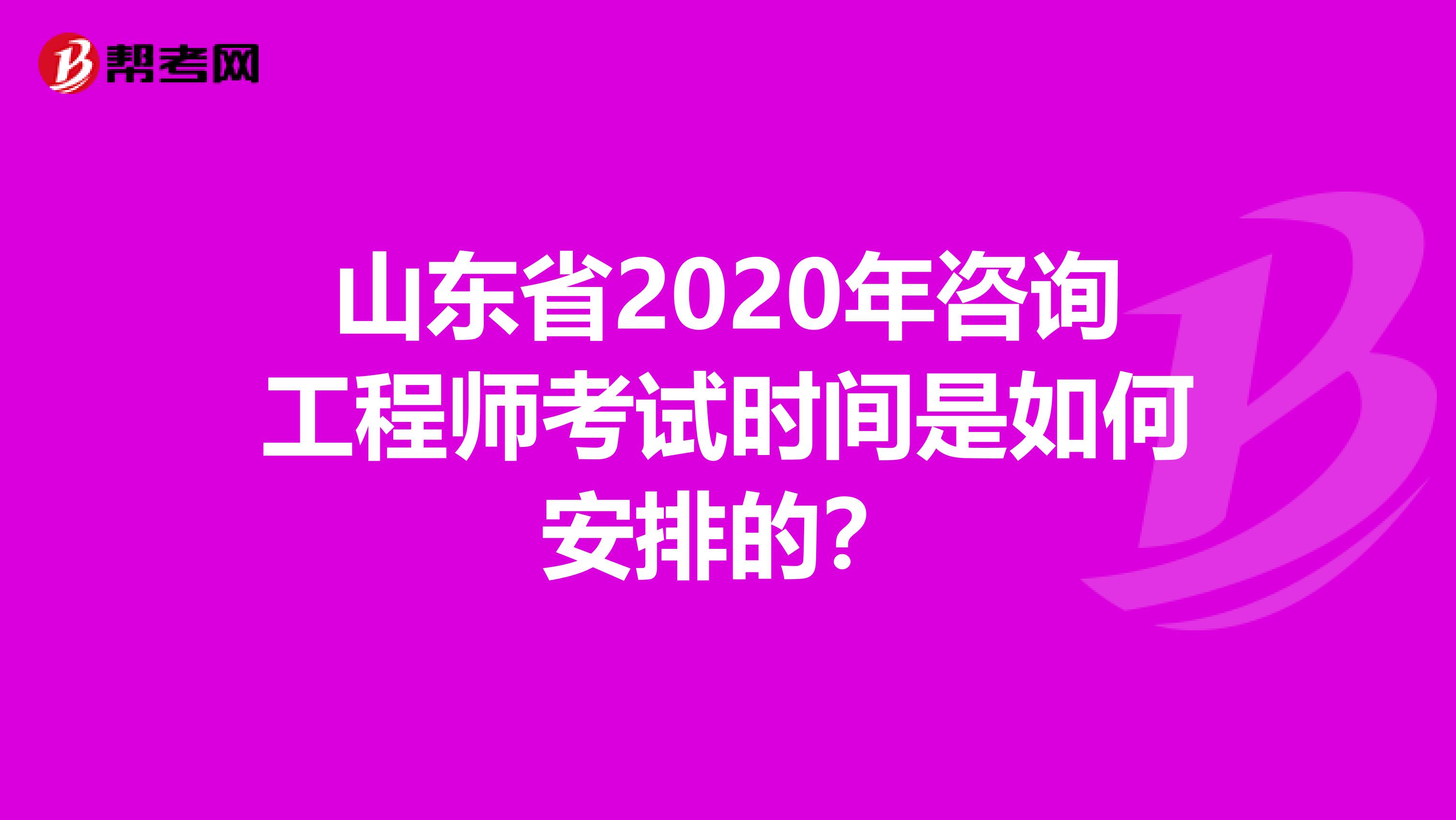 山东省2020年咨询工程师考试时间是如何安排的？