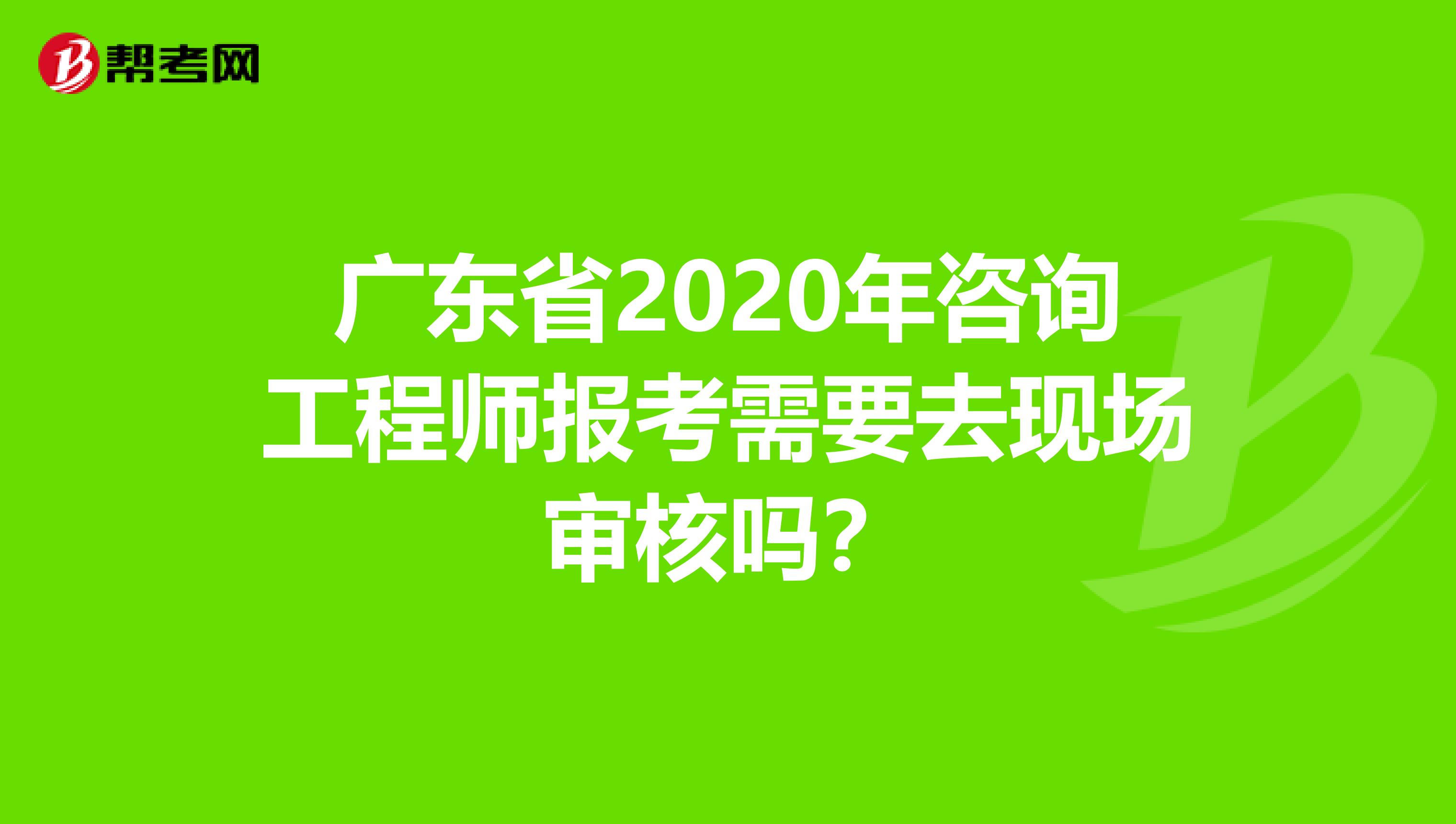广东省2020年咨询工程师报考需要去现场审核吗？