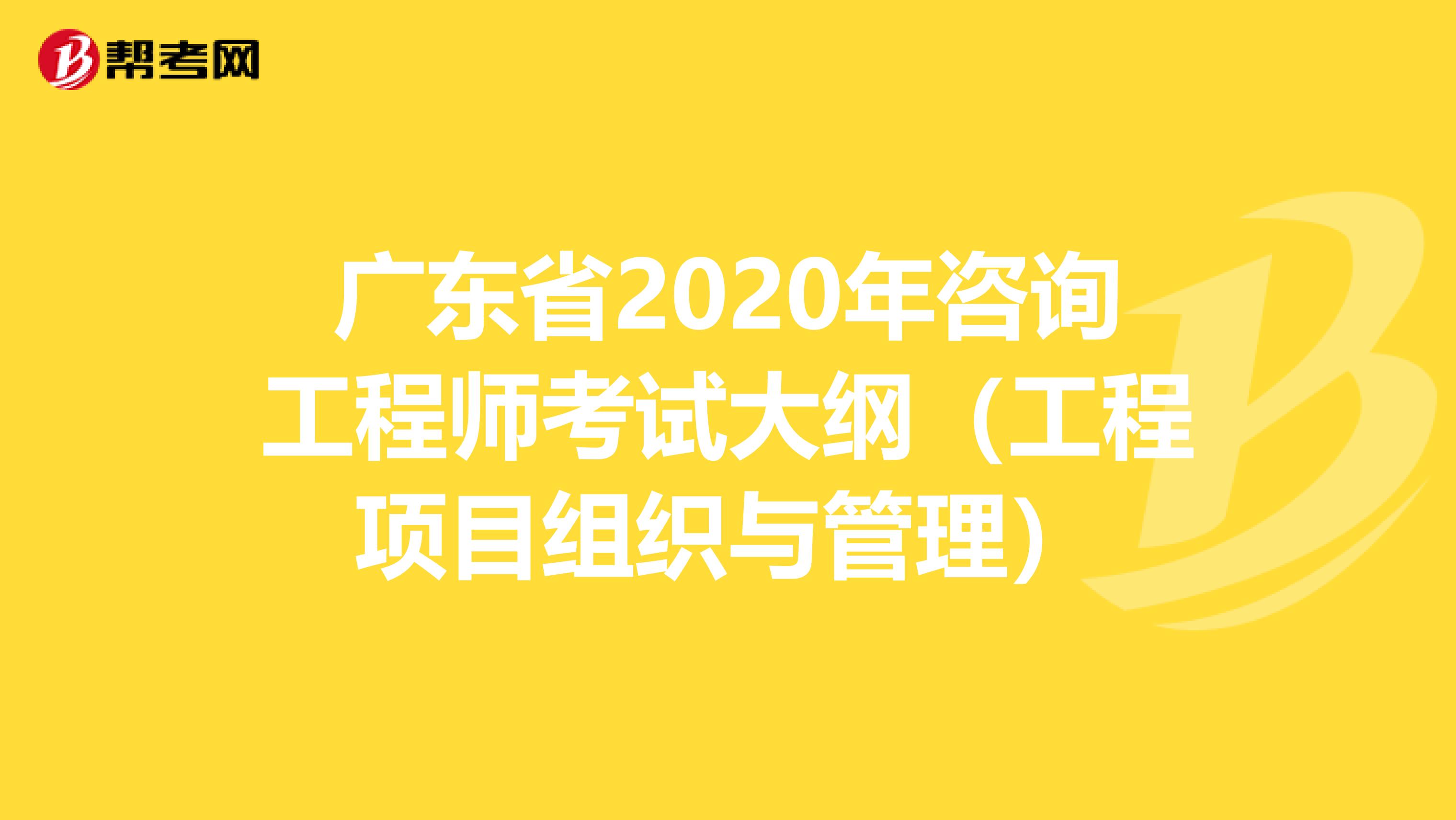 广东省2020年咨询工程师考试大纲（工程项目组织与管理）