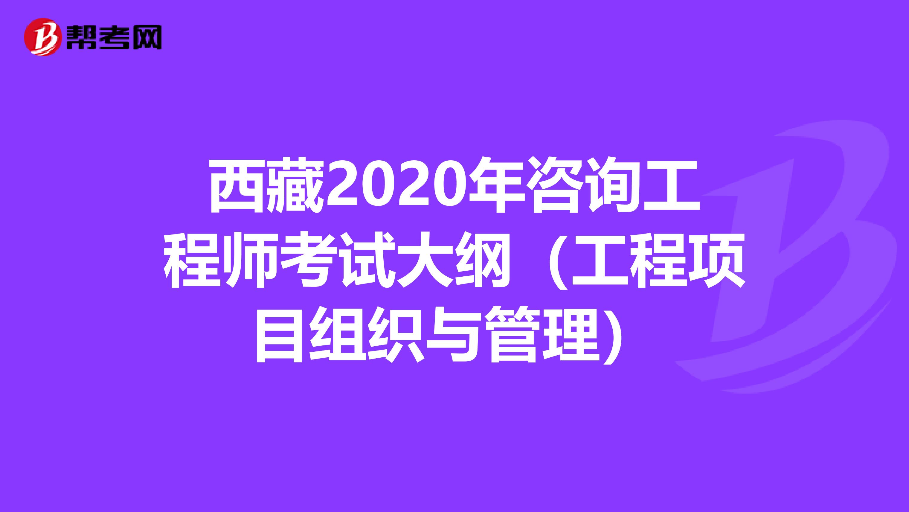 西藏2020年咨询工程师考试大纲（工程项目组织与管理）