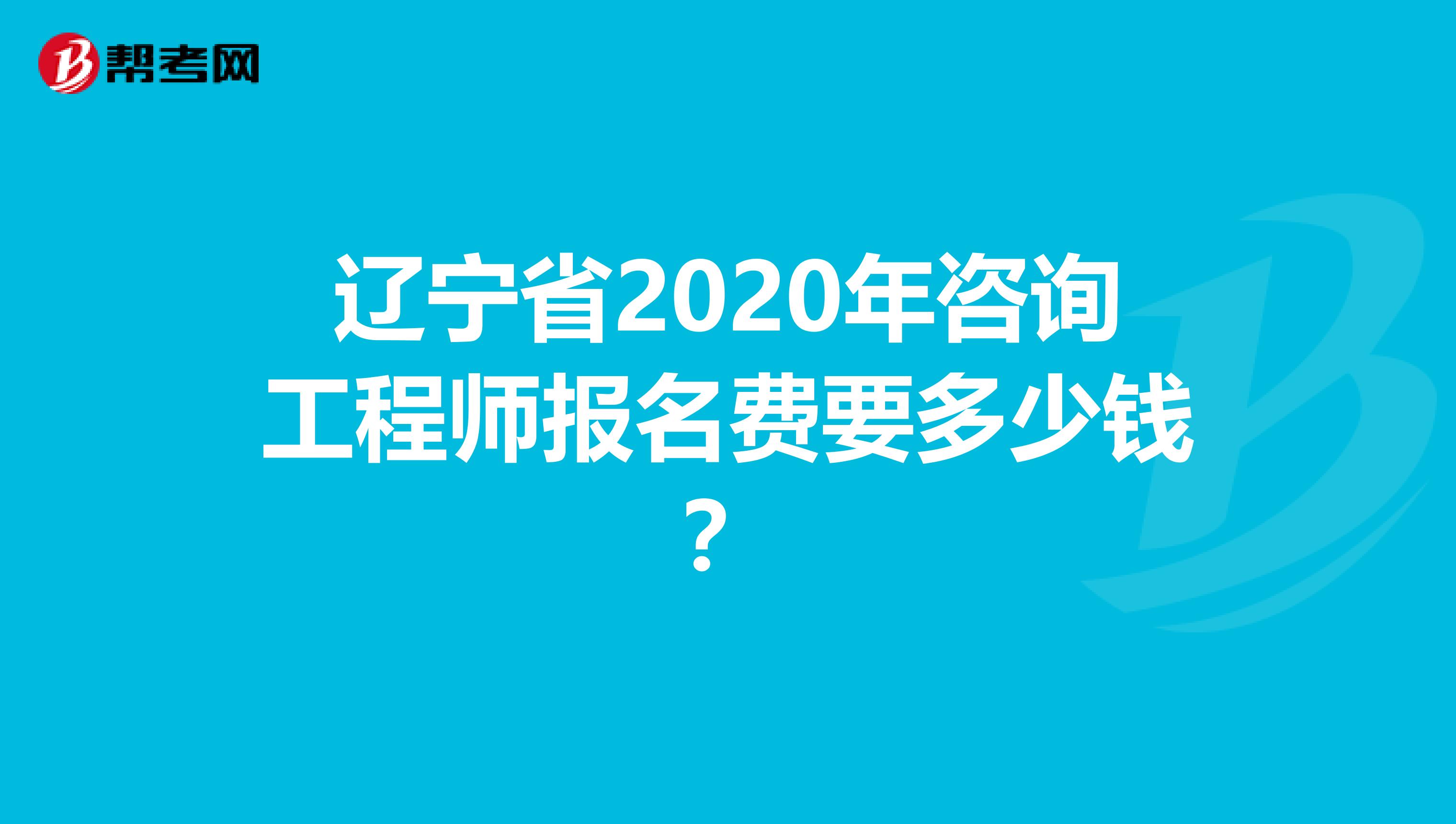 辽宁省2020年咨询工程师报名费要多少钱？