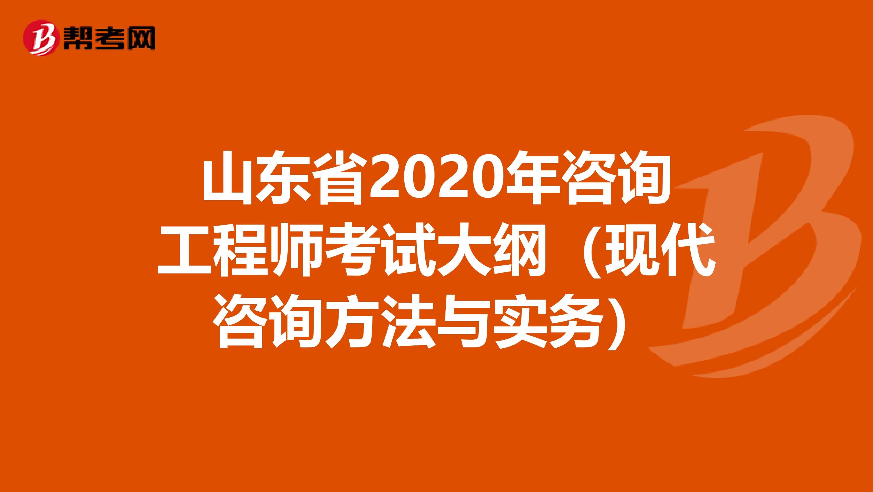 山东省2020年咨询工程师考试大纲（现代咨询方法与实务）