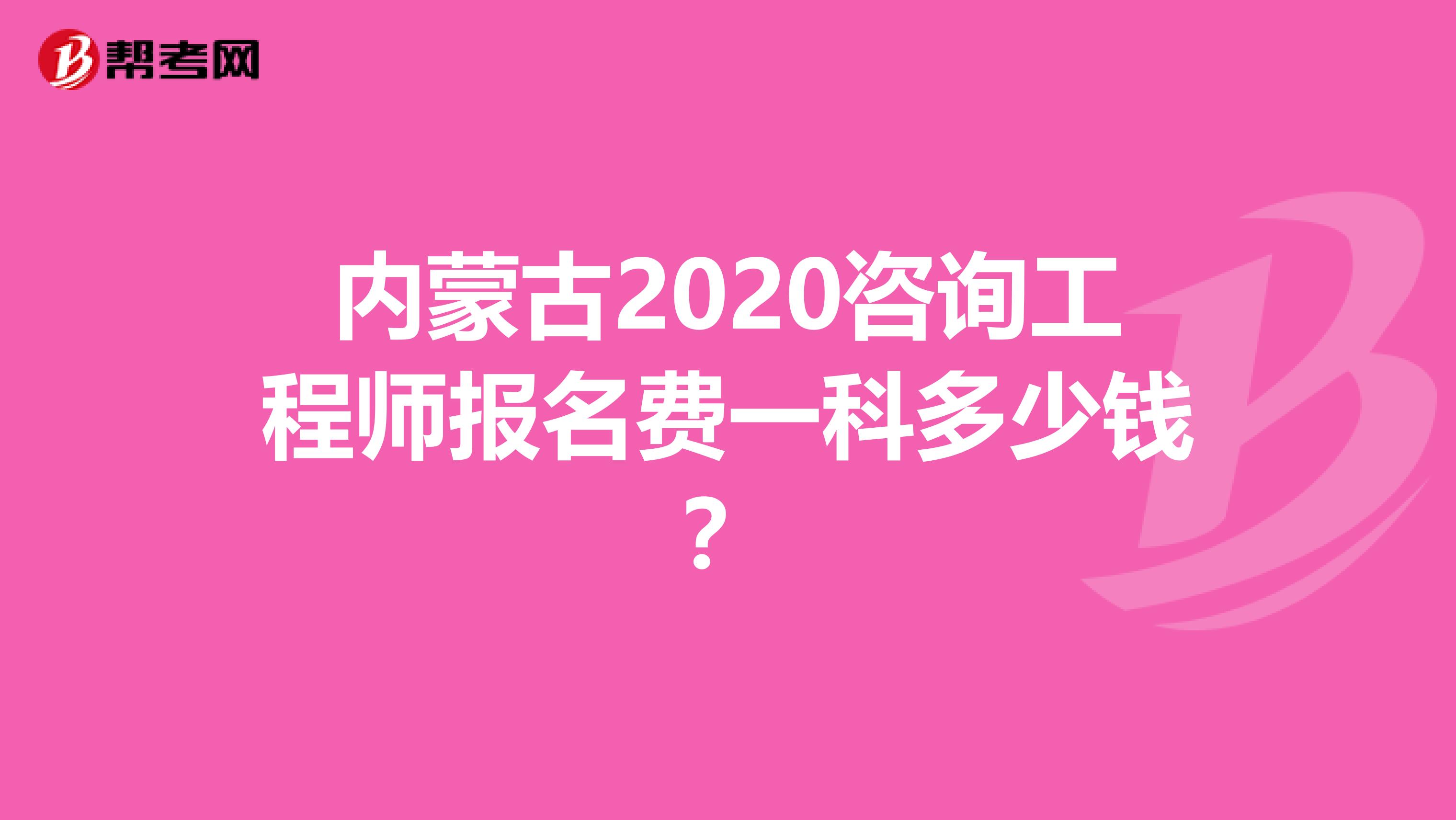 内蒙古2020咨询工程师报名费一科多少钱？