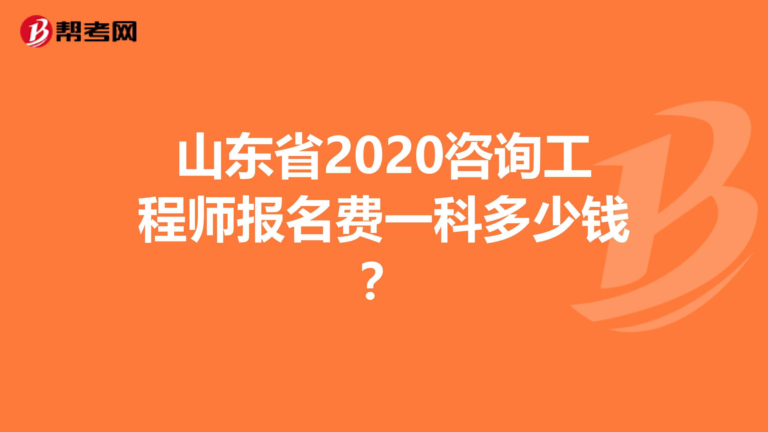 山东省2020咨询工程师报名费一科多少钱？