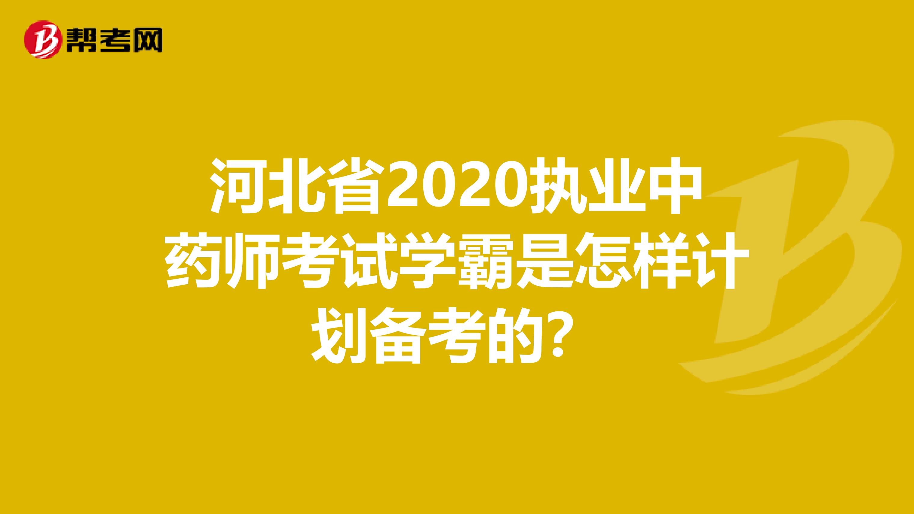河北省2020执业中药师考试学霸是怎样计划备考的？