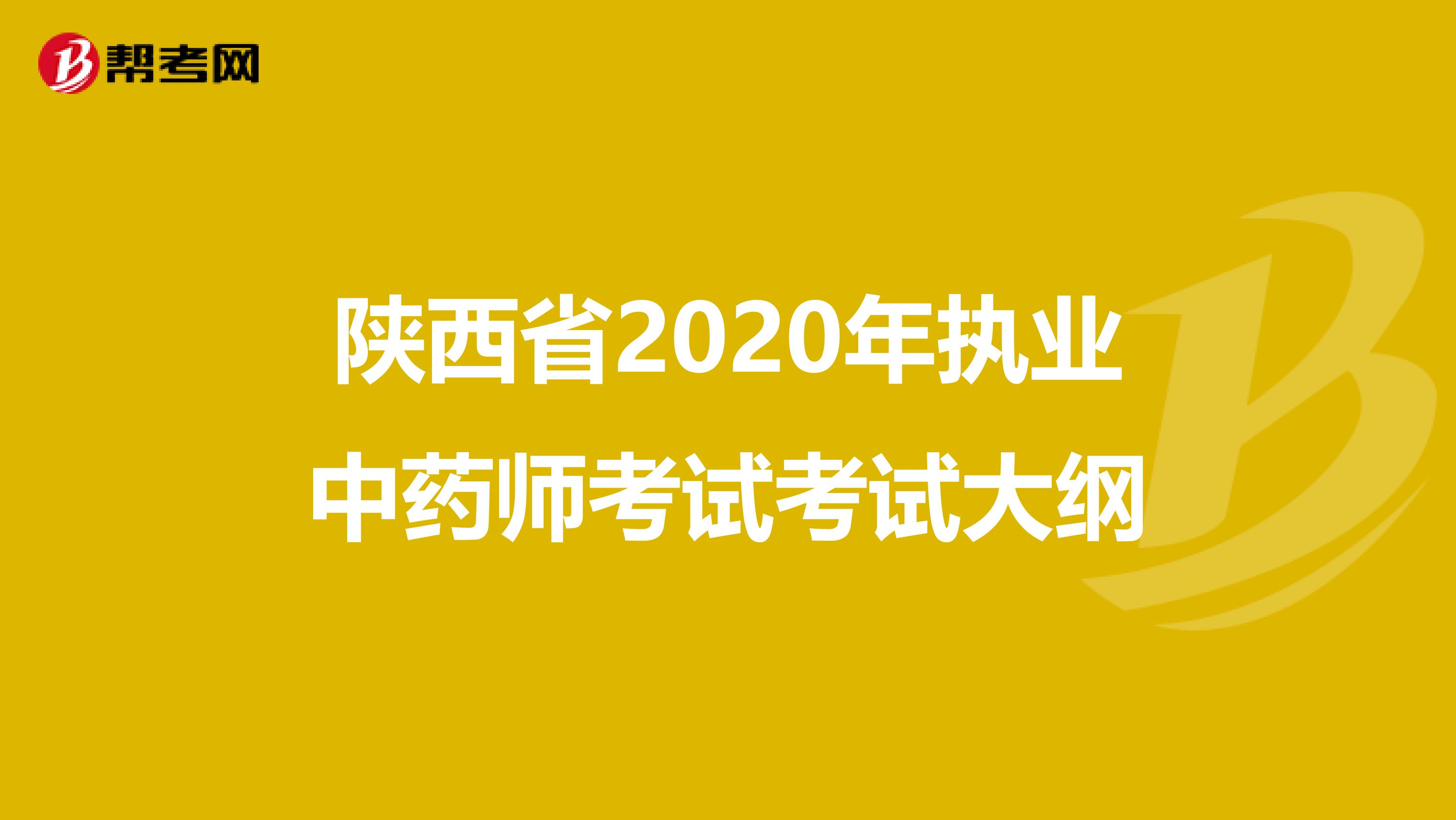陕西省2020年执业中药师考试考试大纲