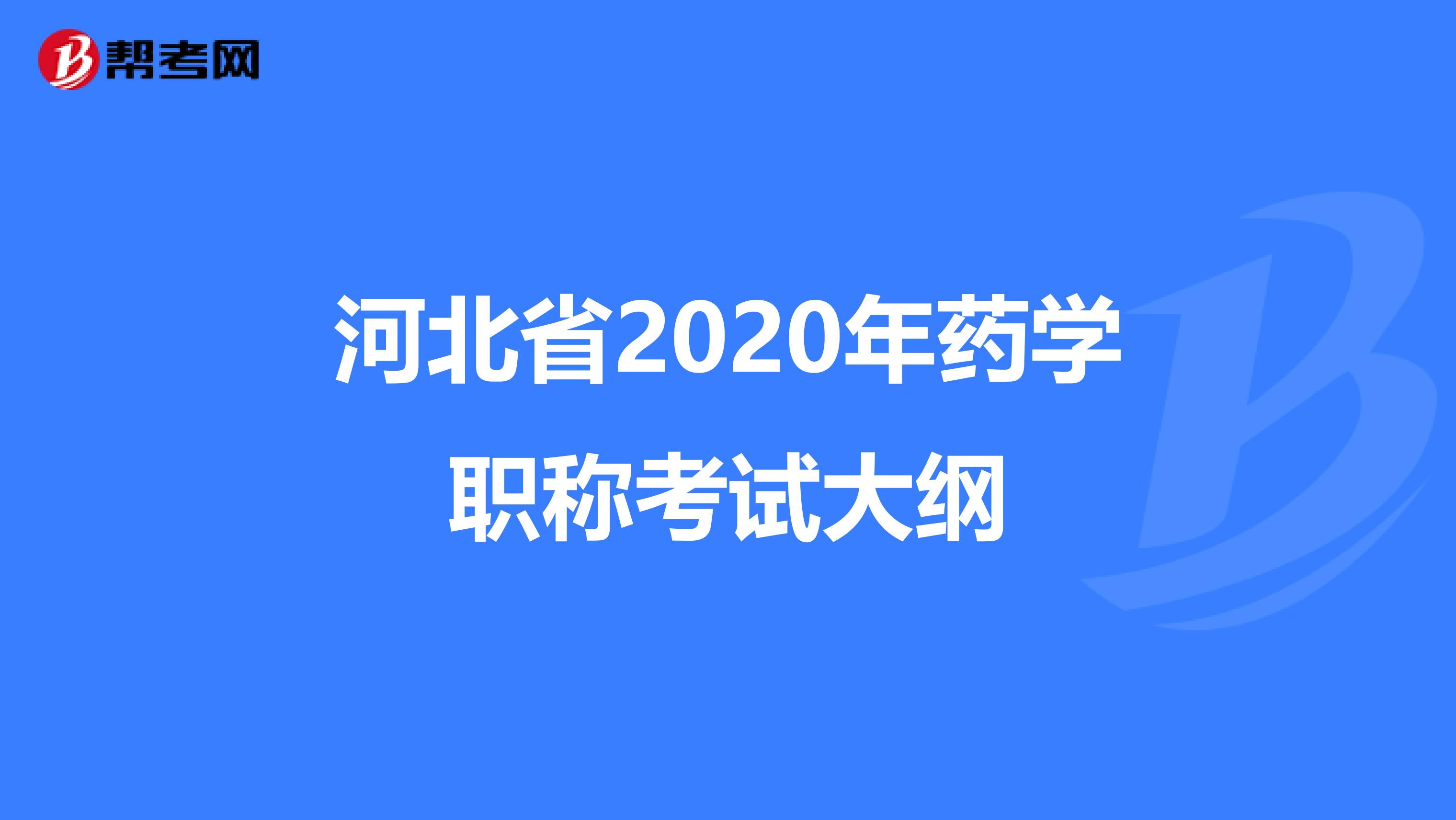 河北省2020年药学职称考试大纲