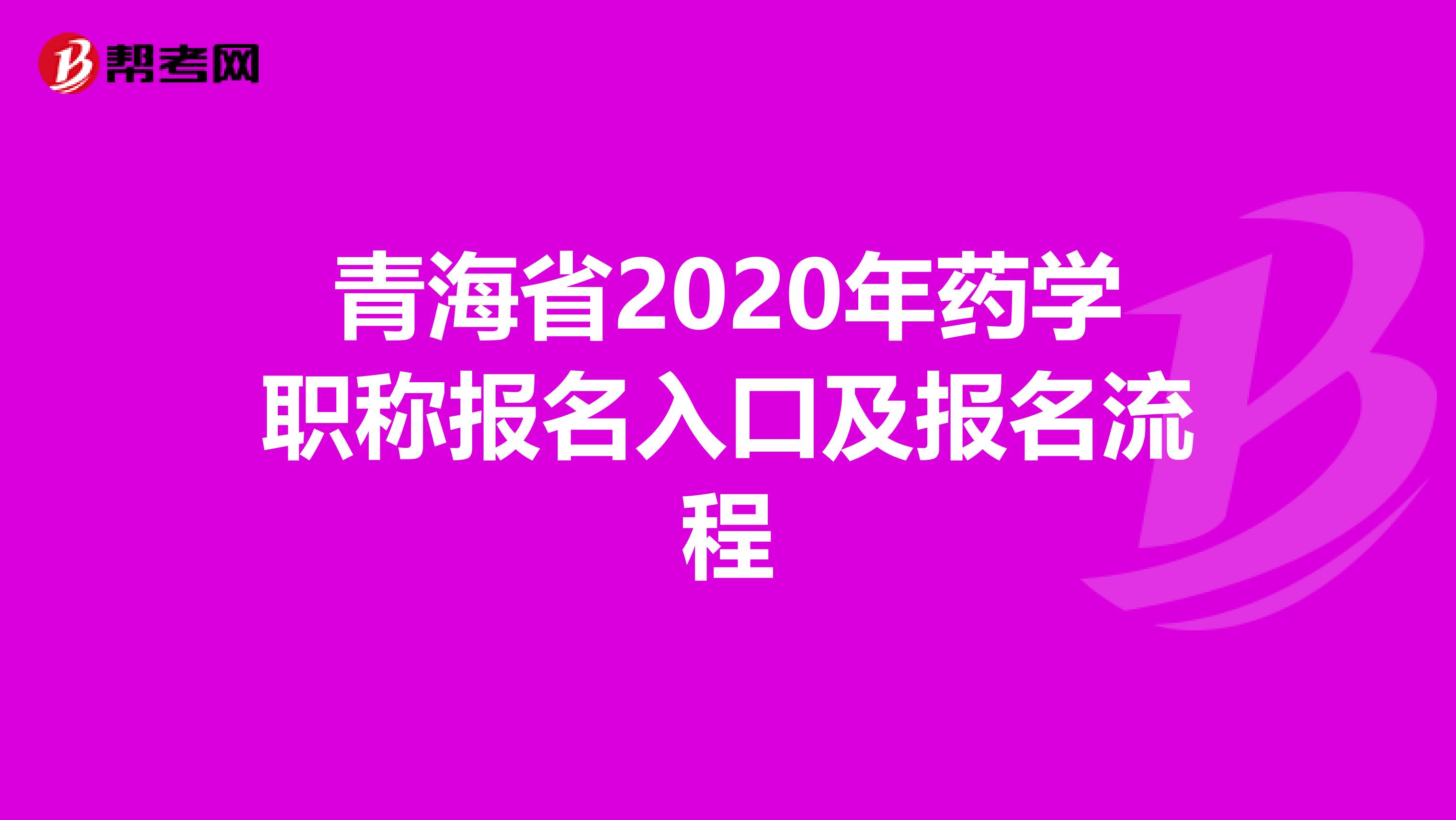 青海省2020年药学职称报名入口及报名流程