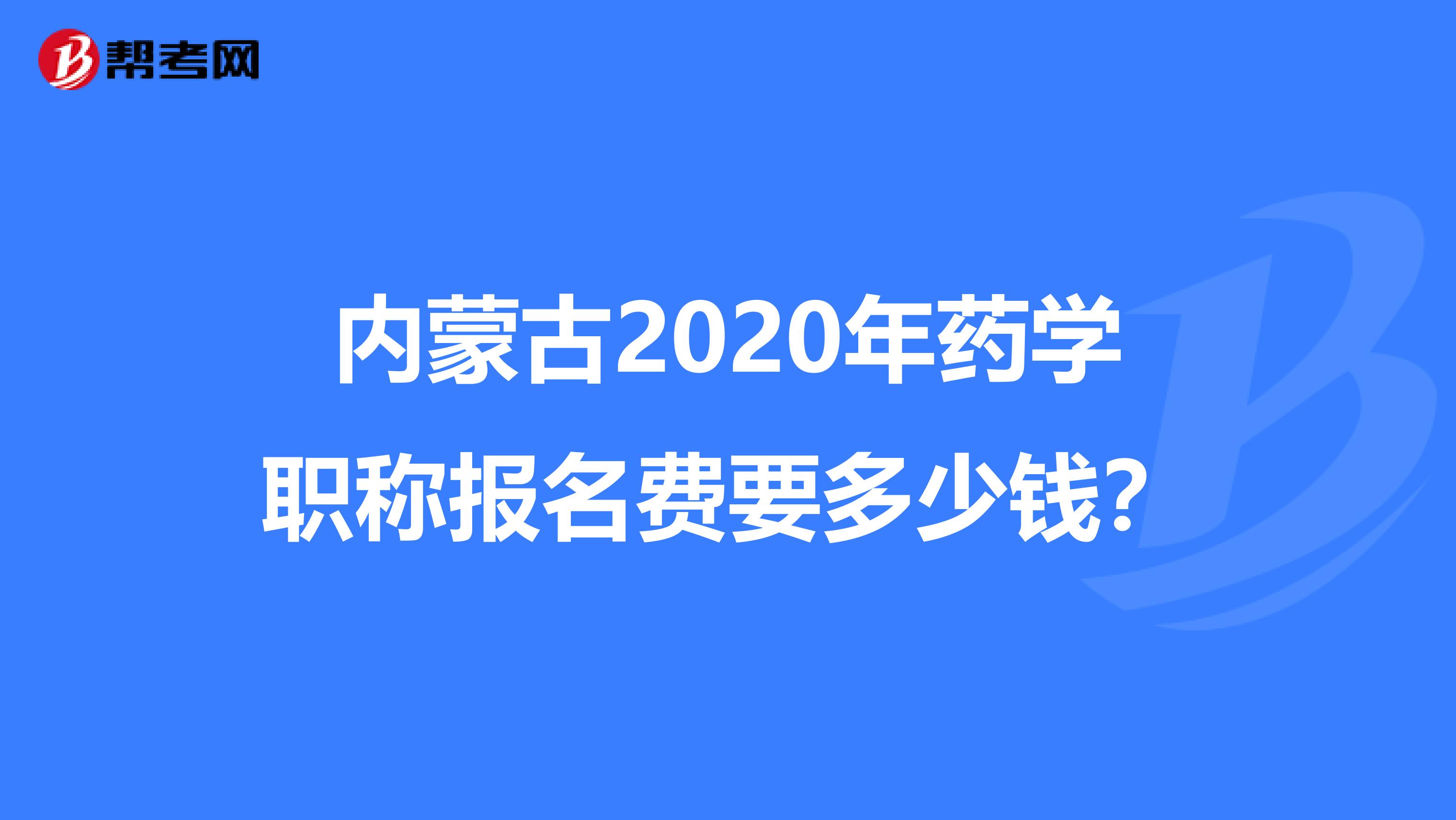 内蒙古2020年药学职称报名费要多少钱？
