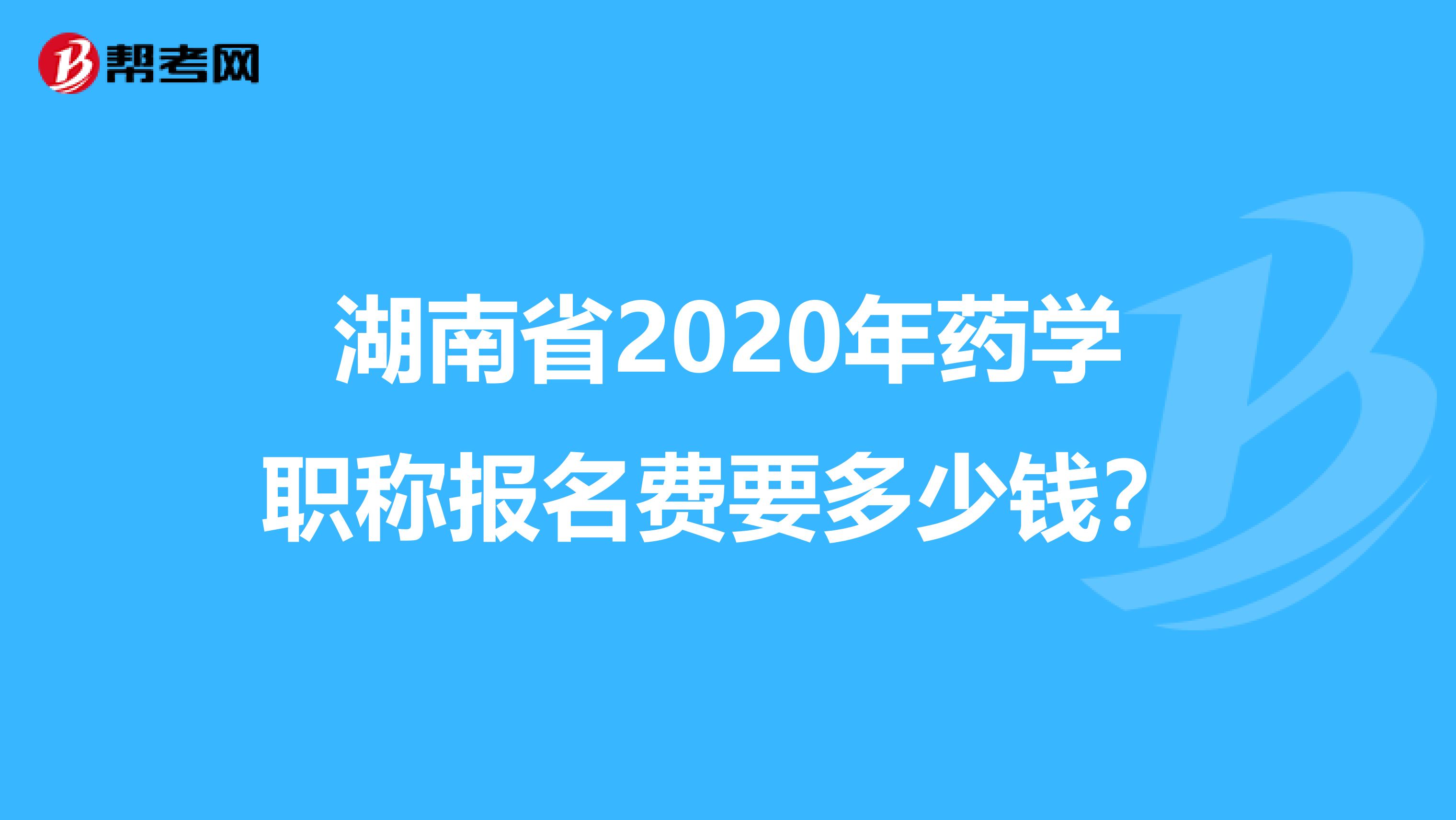 湖南省2020年药学职称报名费要多少钱？