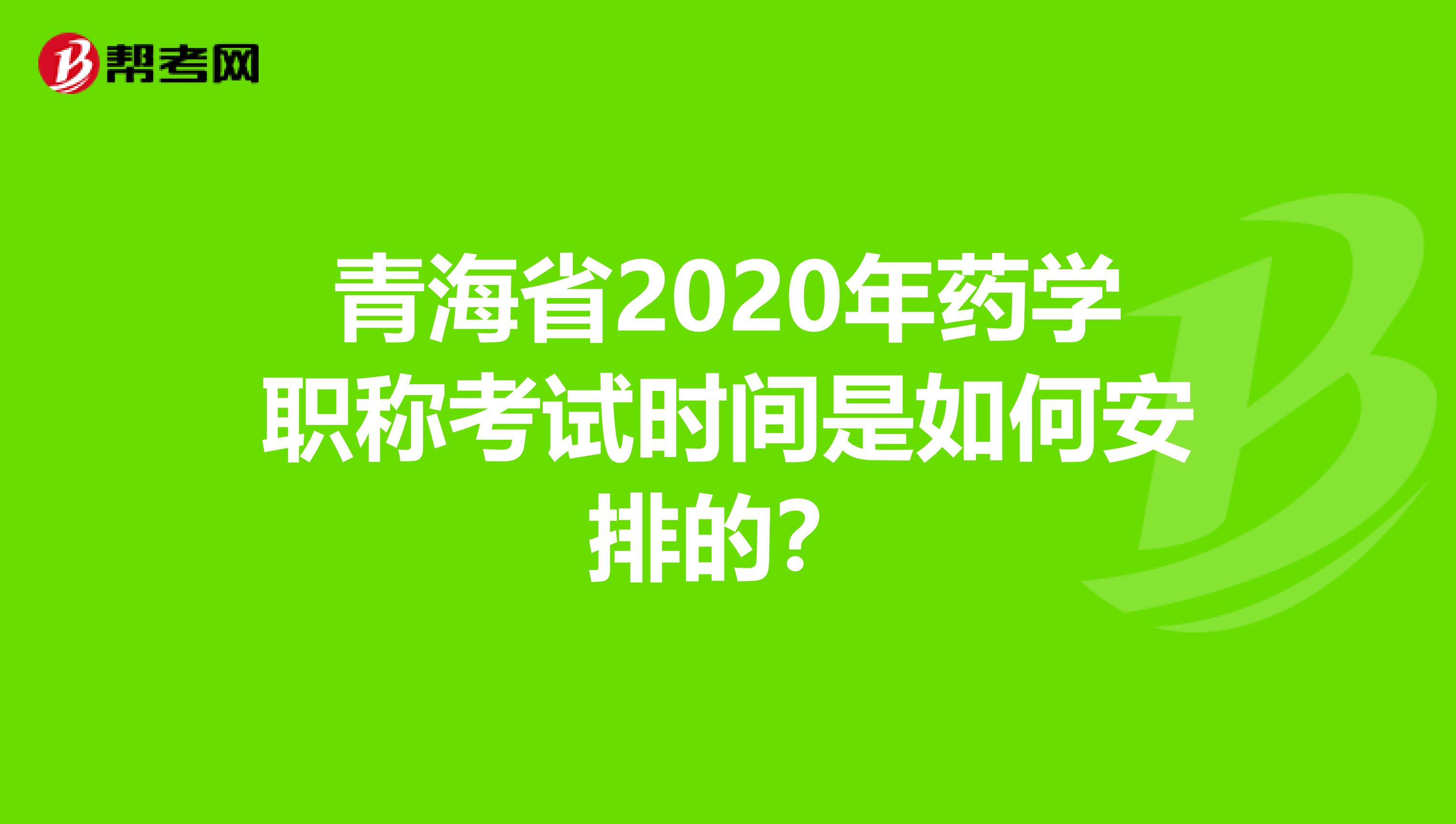 青海省2020年药学职称考试时间是如何安排的？