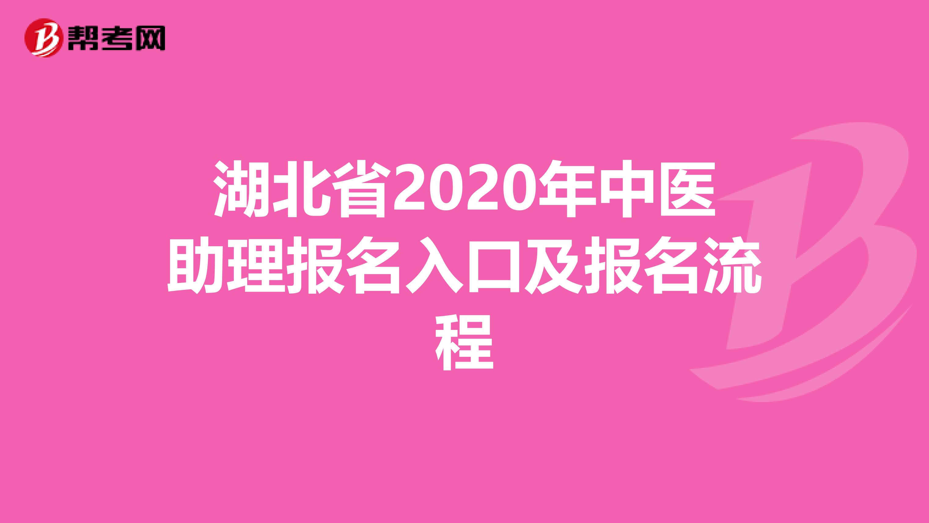 湖北省2020年中医助理报名入口及报名流程