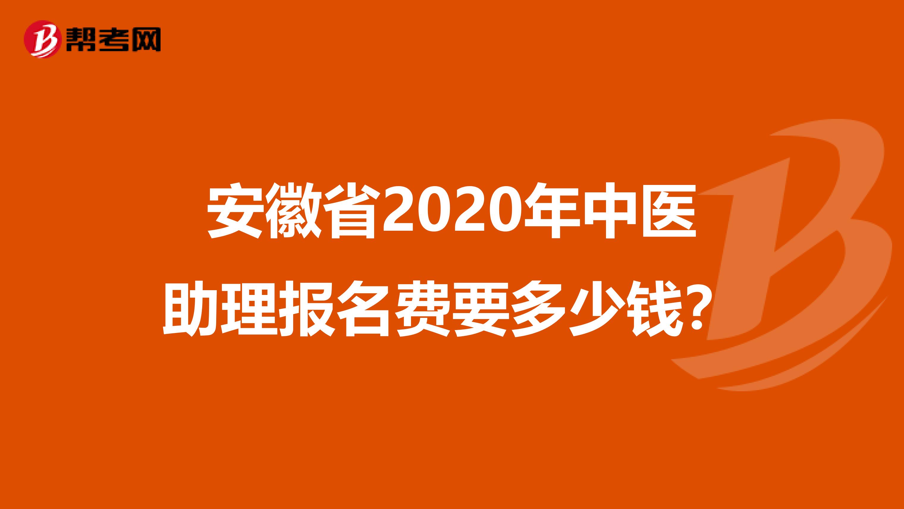 安徽省2020年中医助理报名费要多少钱？