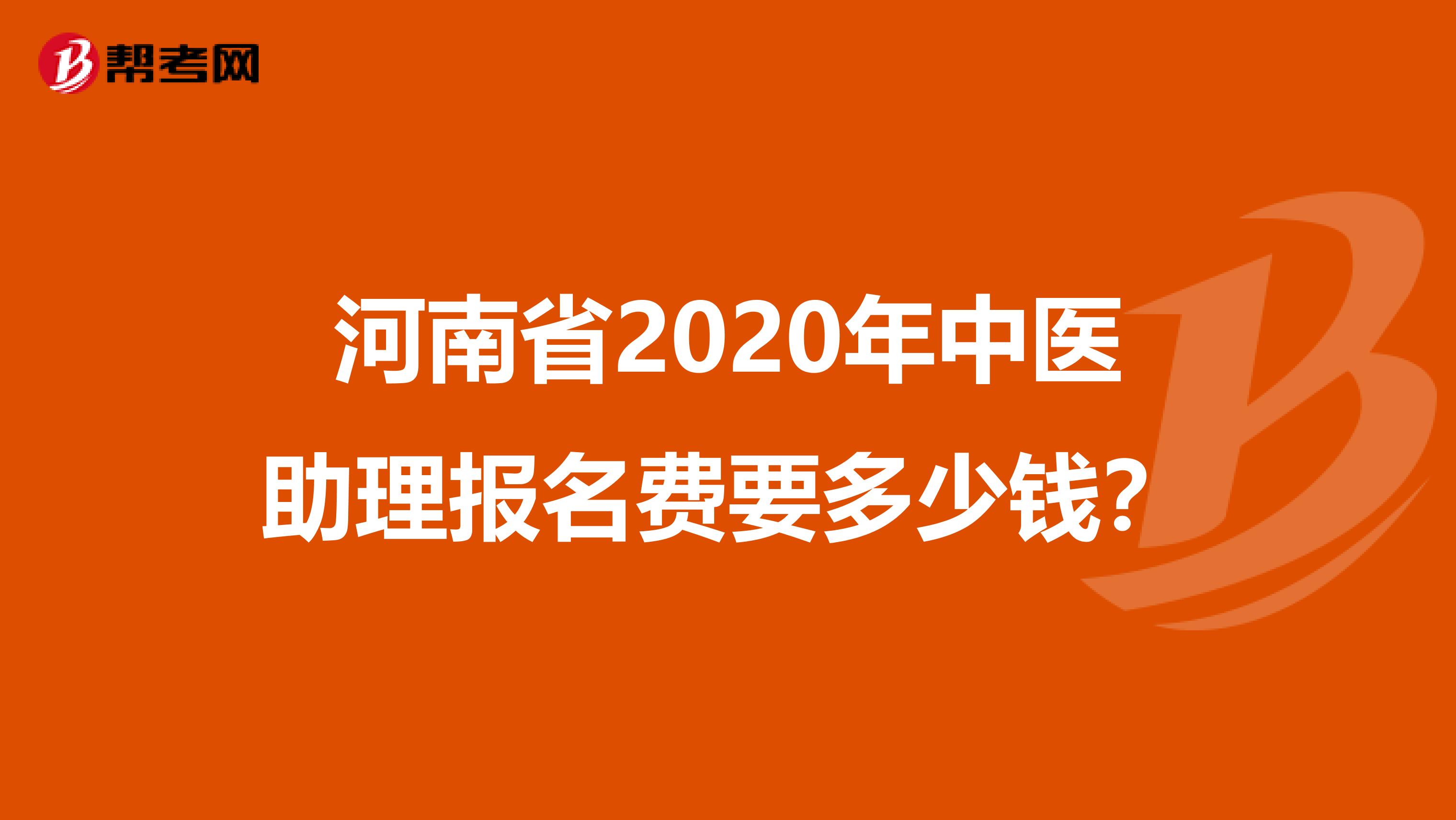 河南省2020年中医助理报名费要多少钱？