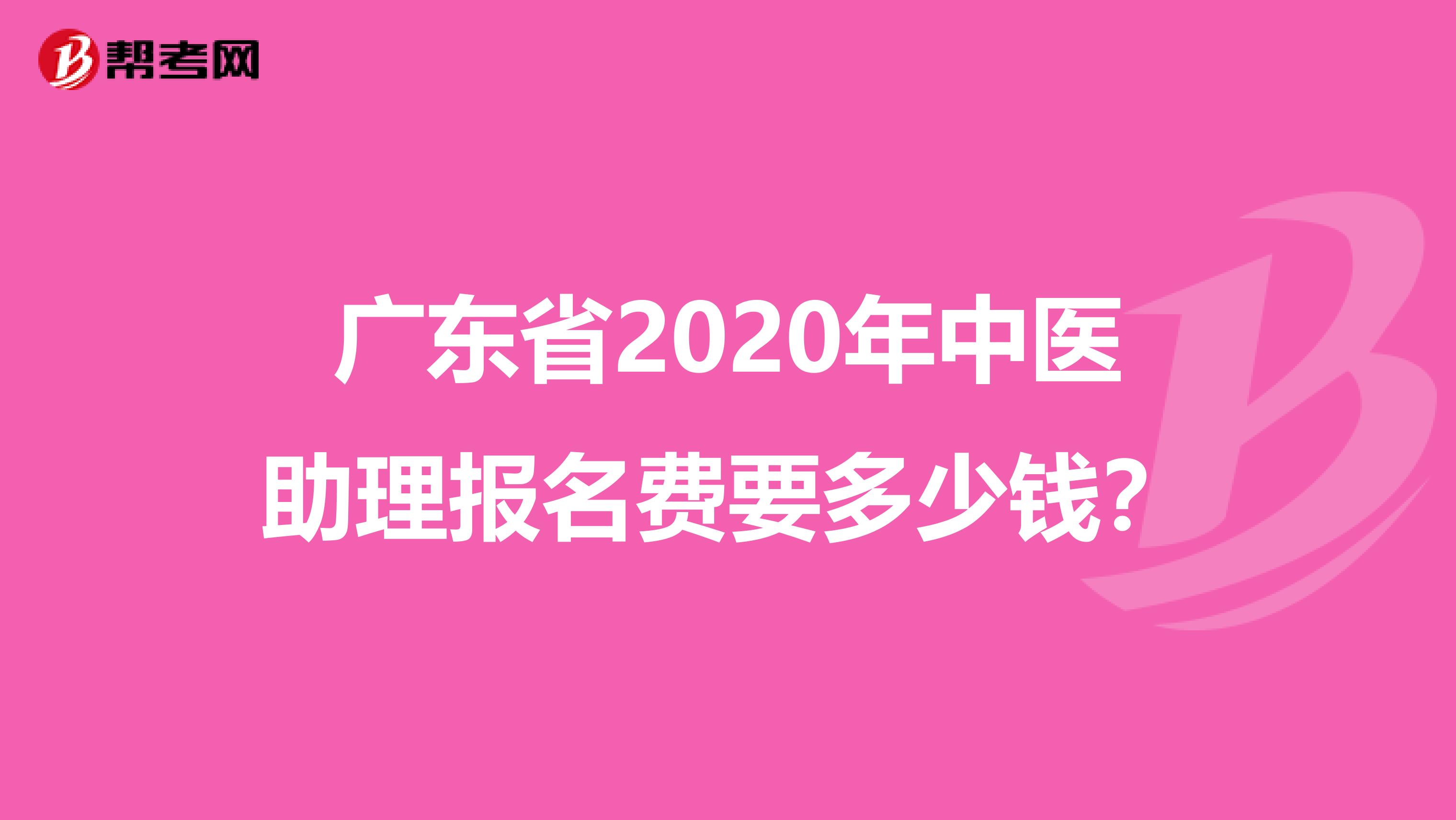 广东省2020年中医助理报名费要多少钱？