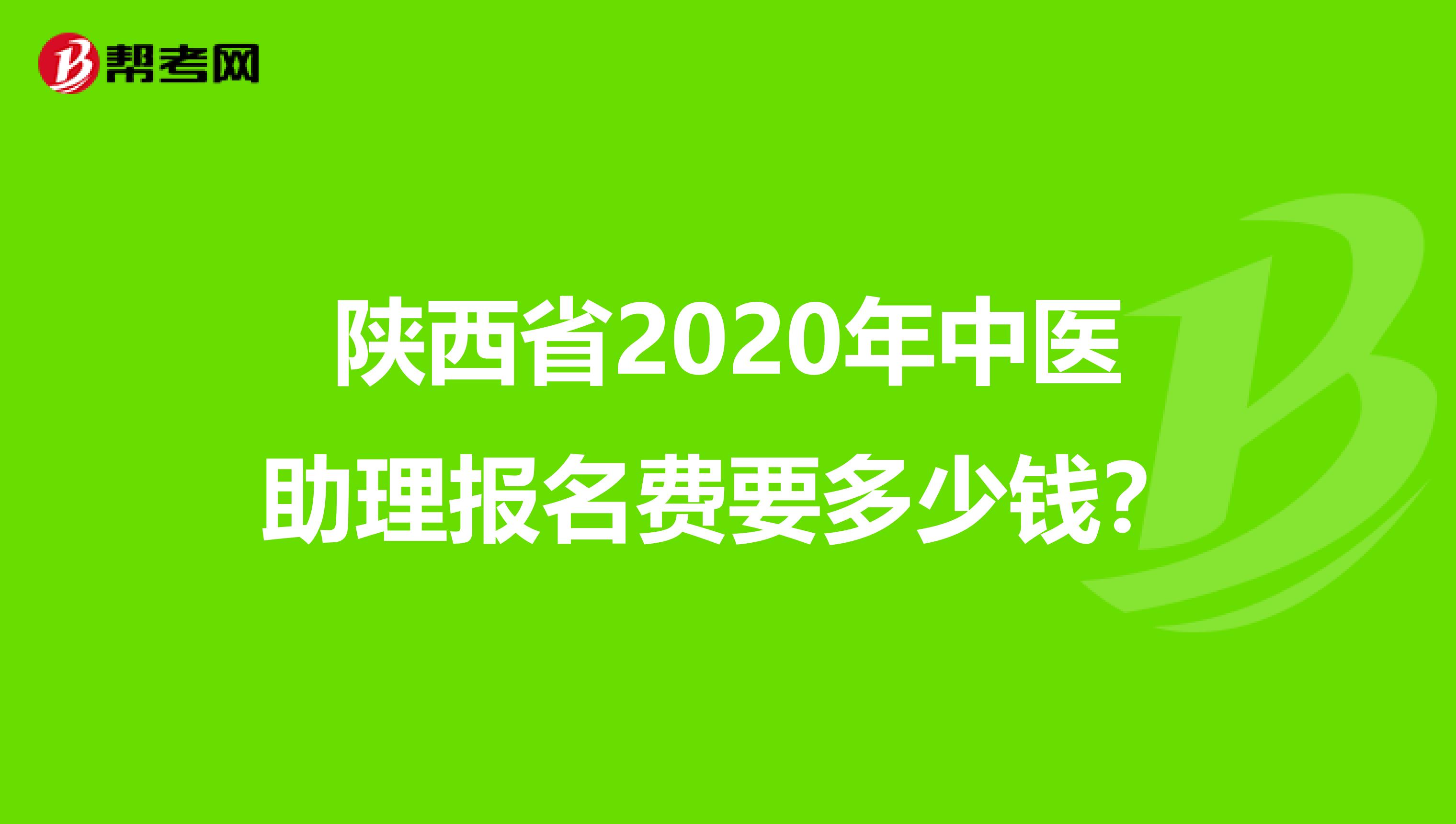 陕西省2020年中医助理报名费要多少钱？