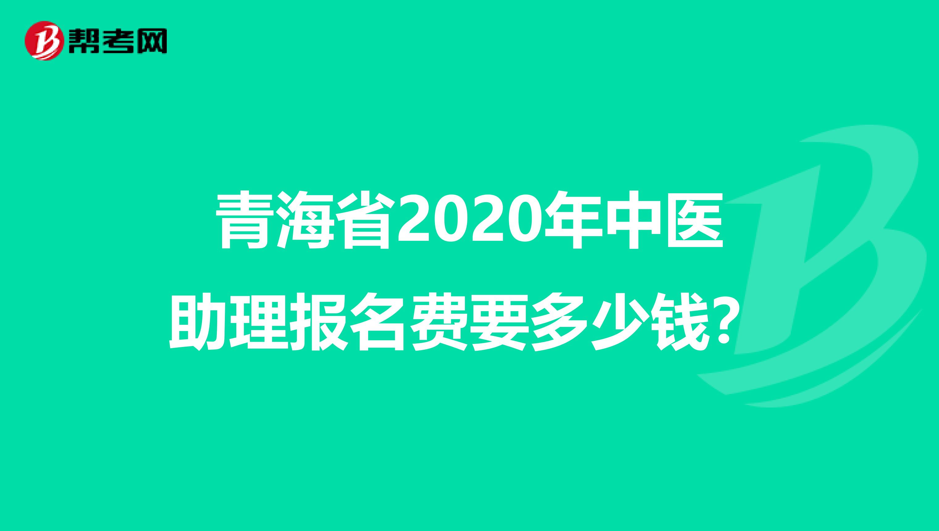 青海省2020年中医助理报名费要多少钱？