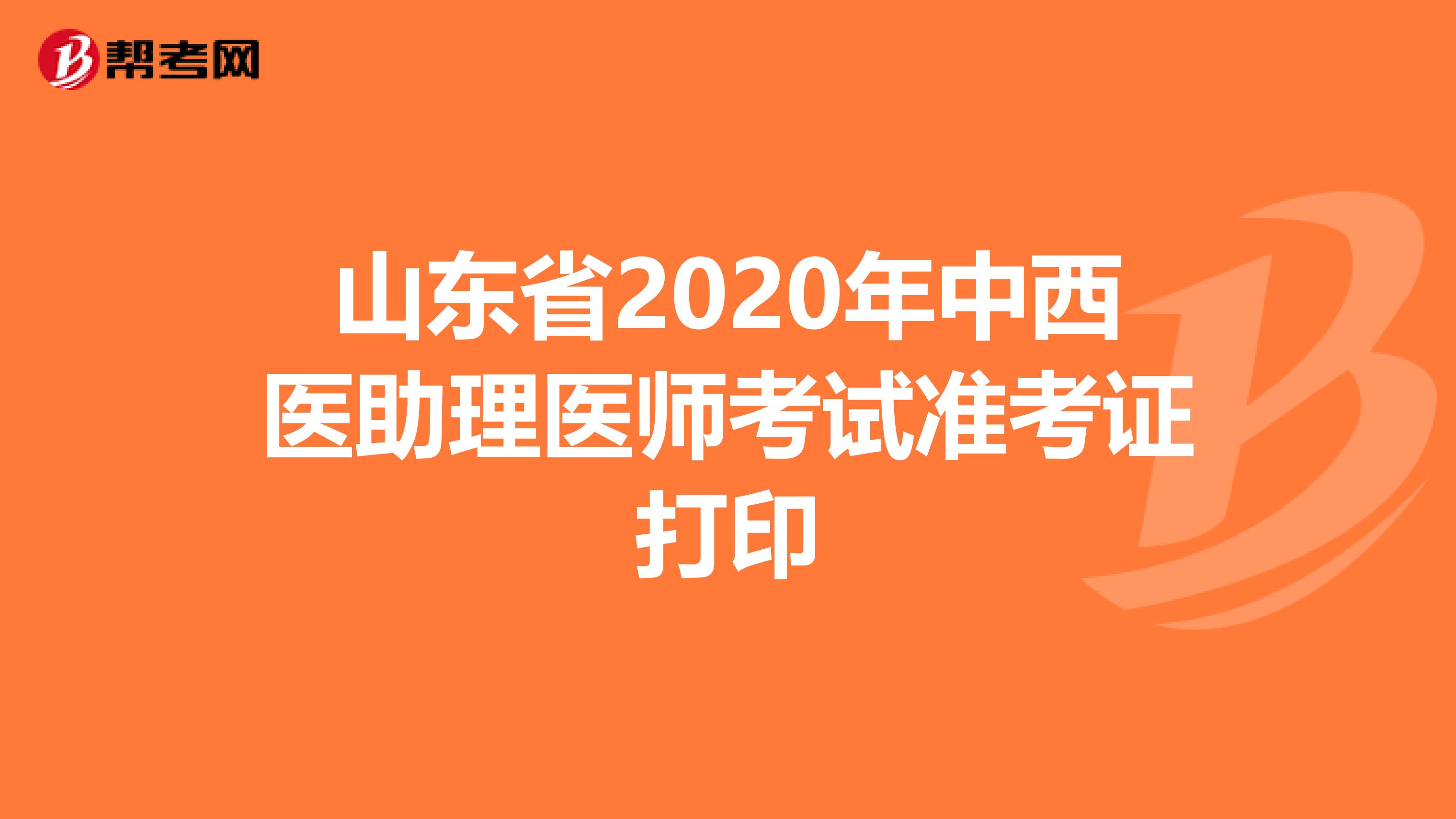 山东省2020年中西医助理医师考试准考证打印