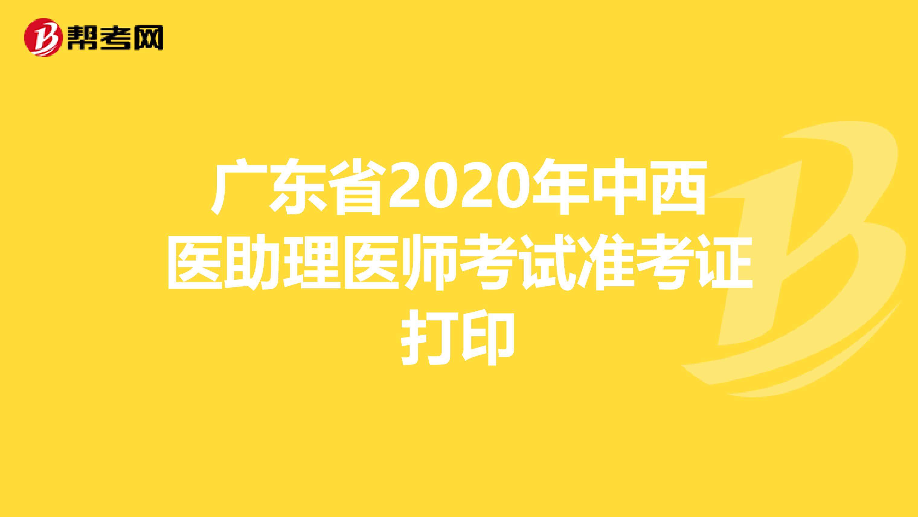 广东省2020年中西医助理医师考试准考证打印
