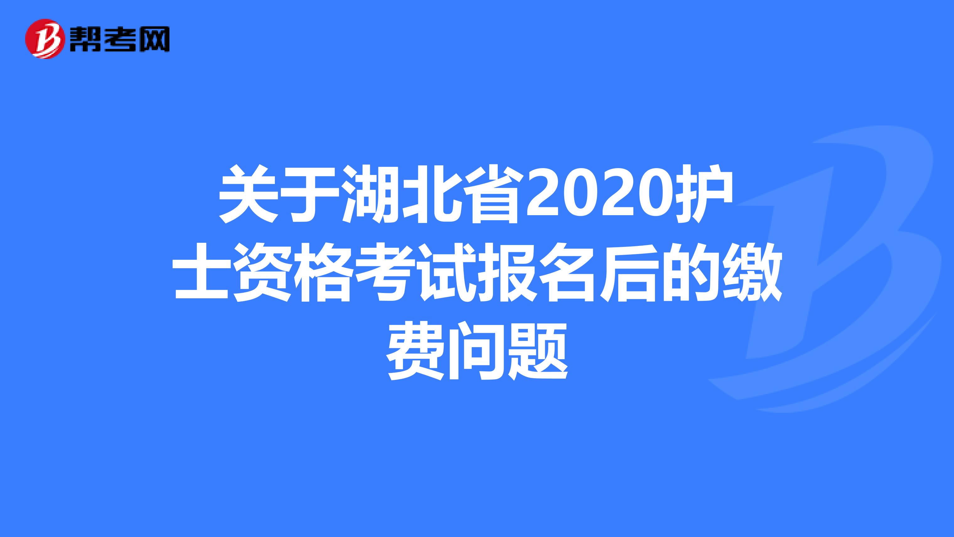 关于湖北省2020护士资格考试报名后的缴费问题