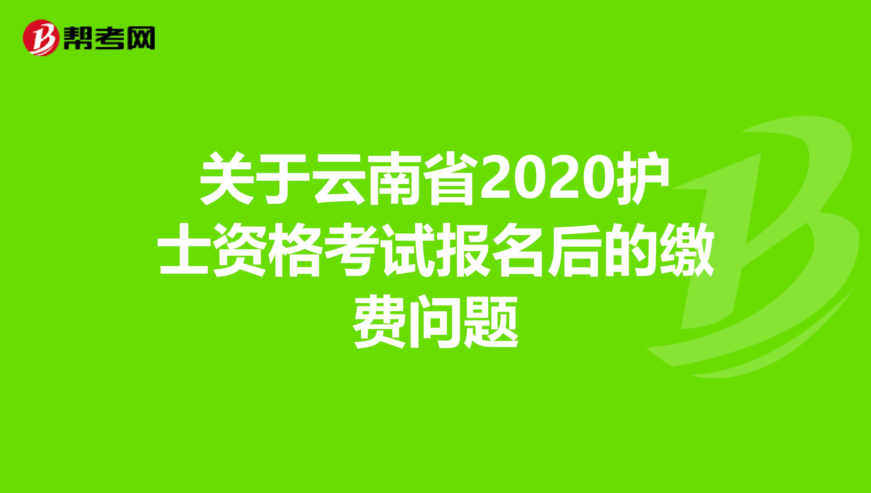 关于云南省2020护士资格考试报名后的缴费问题