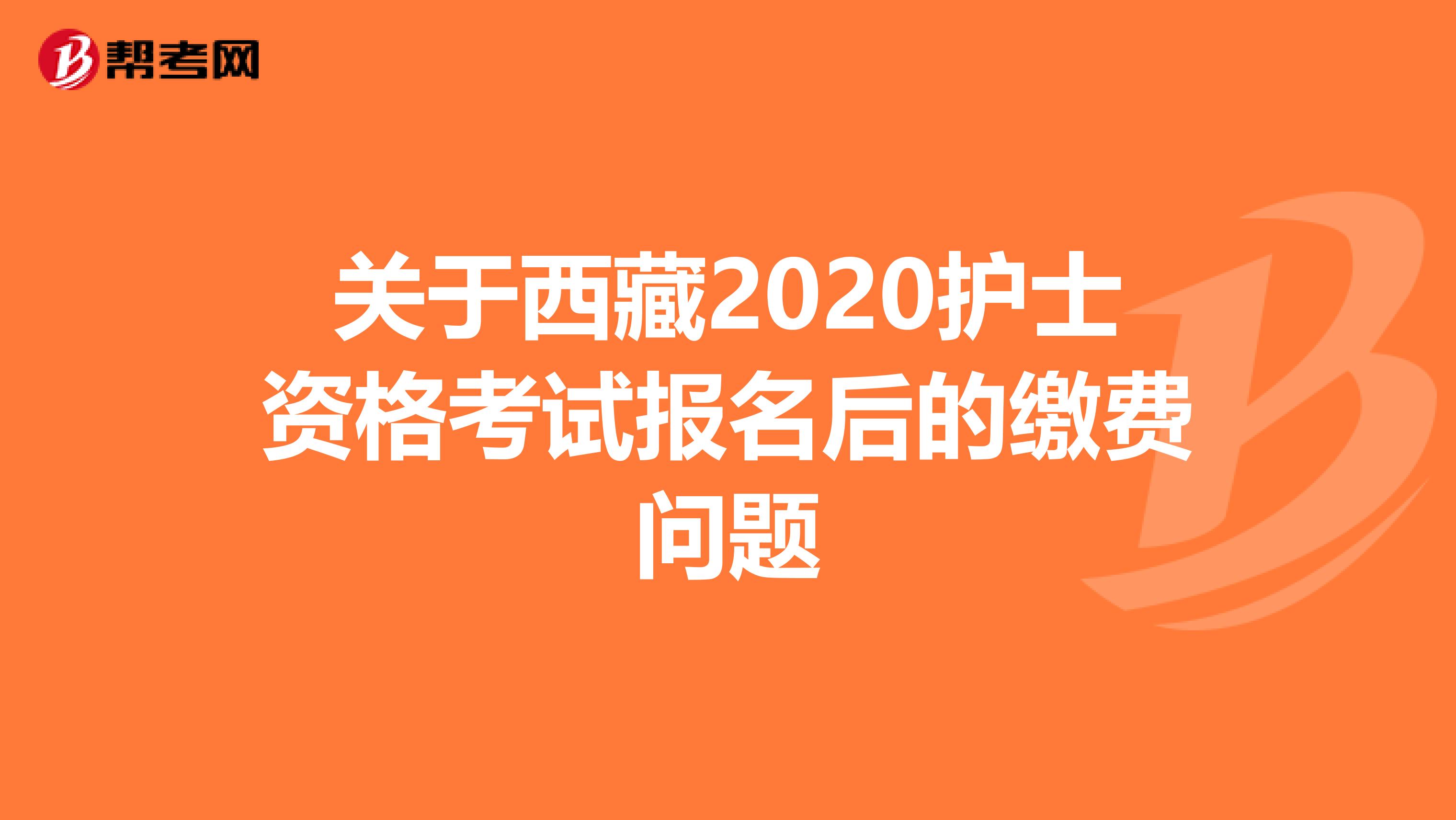 关于西藏2020护士资格考试报名后的缴费问题