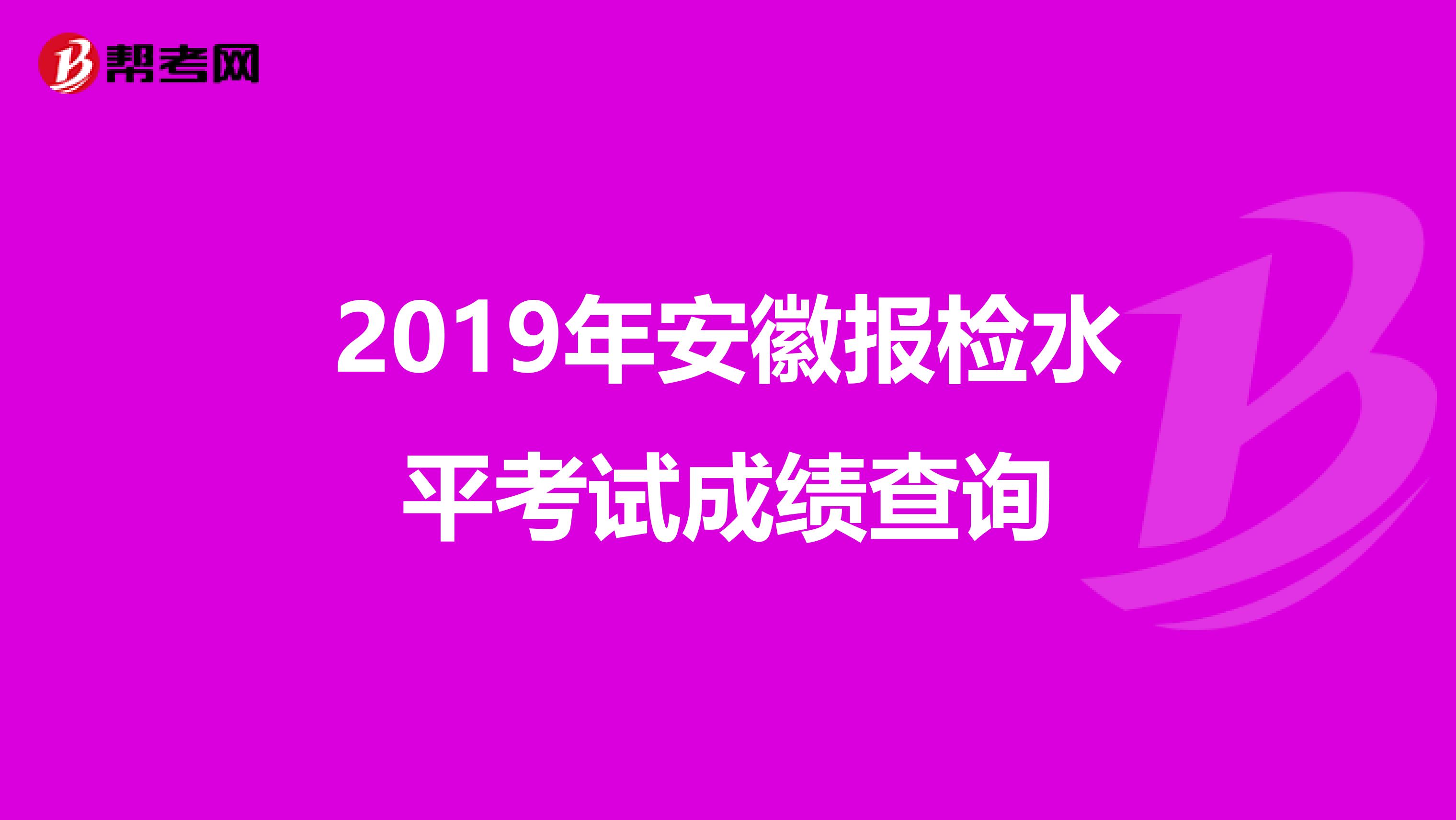 2019年安徽报检水平考试成绩查询