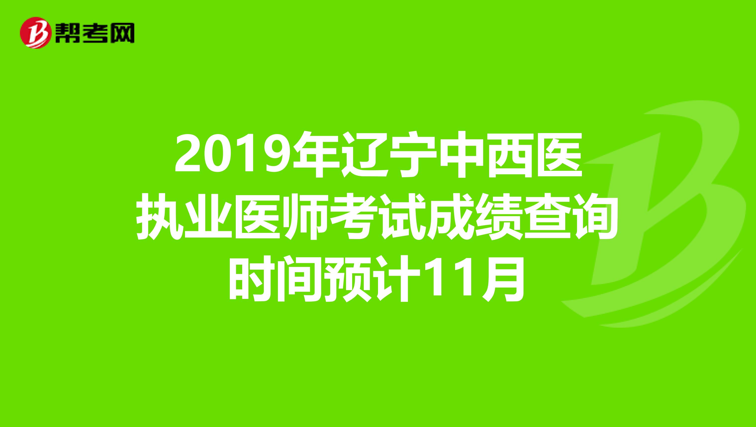 2019年辽宁中西医执业医师考试成绩查询时间预计11月