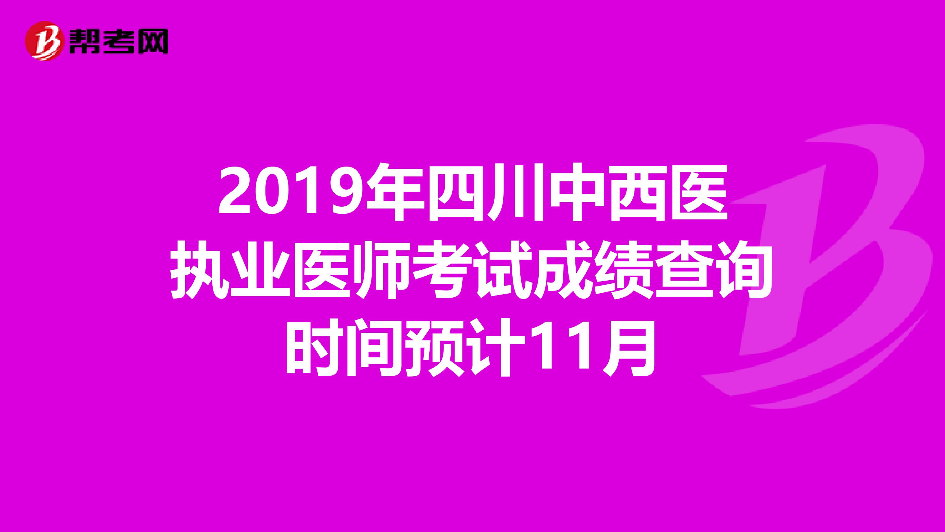 2019年四川中西医执业医师考试成绩查询时间预计11月