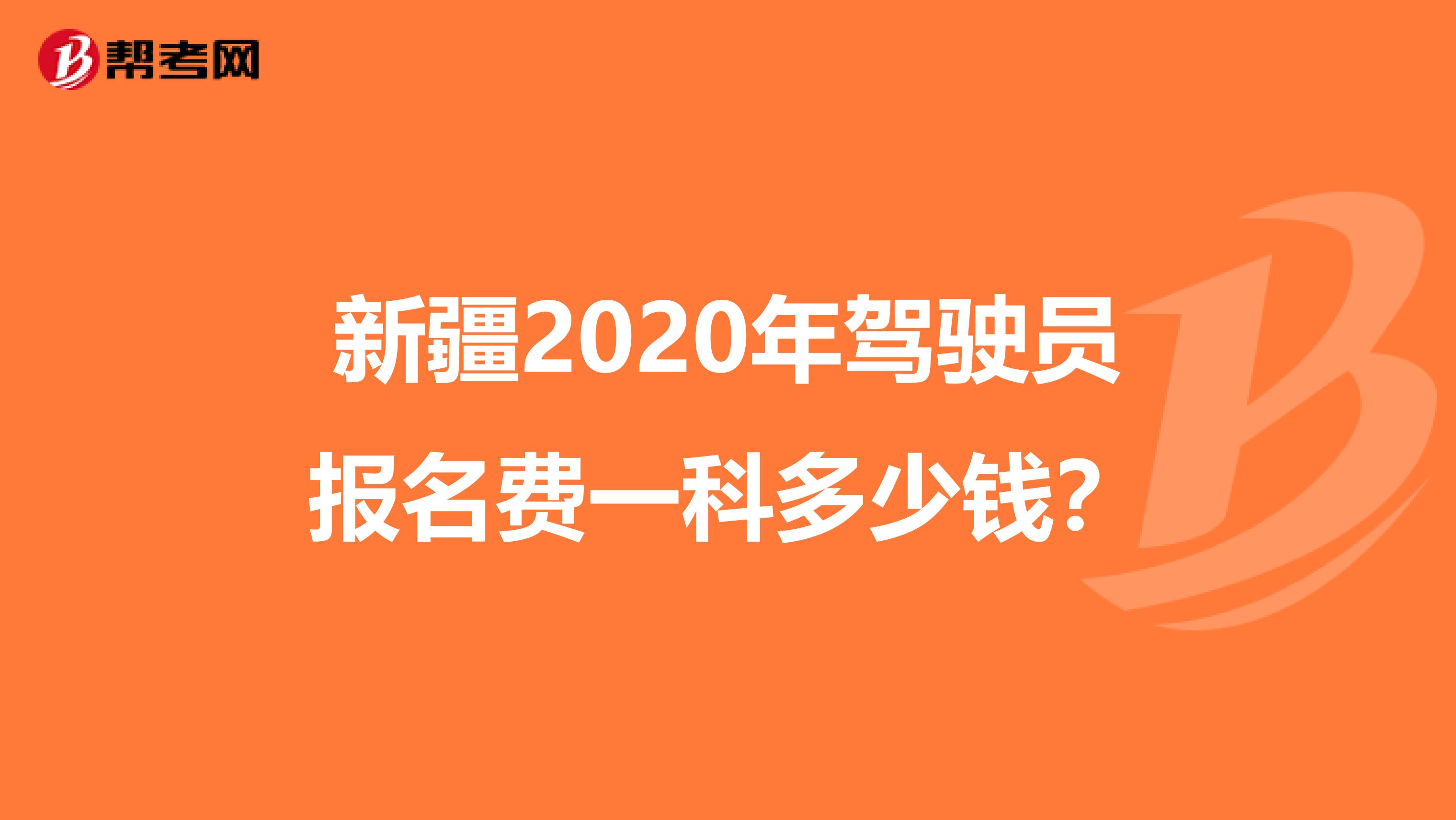 新疆2020年驾驶员报名费一科多少钱？