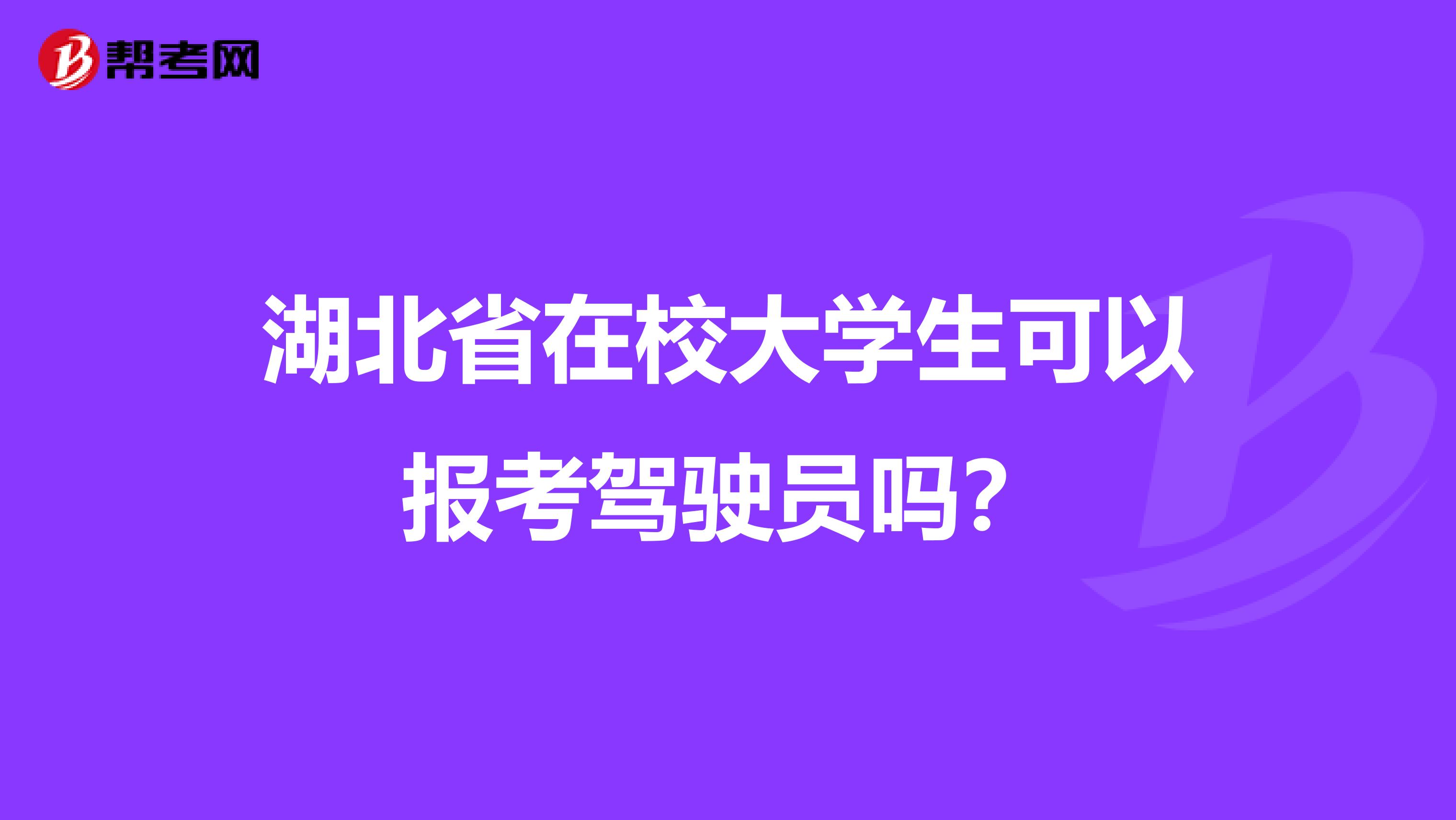 湖北省在校大学生可以报考驾驶员吗？