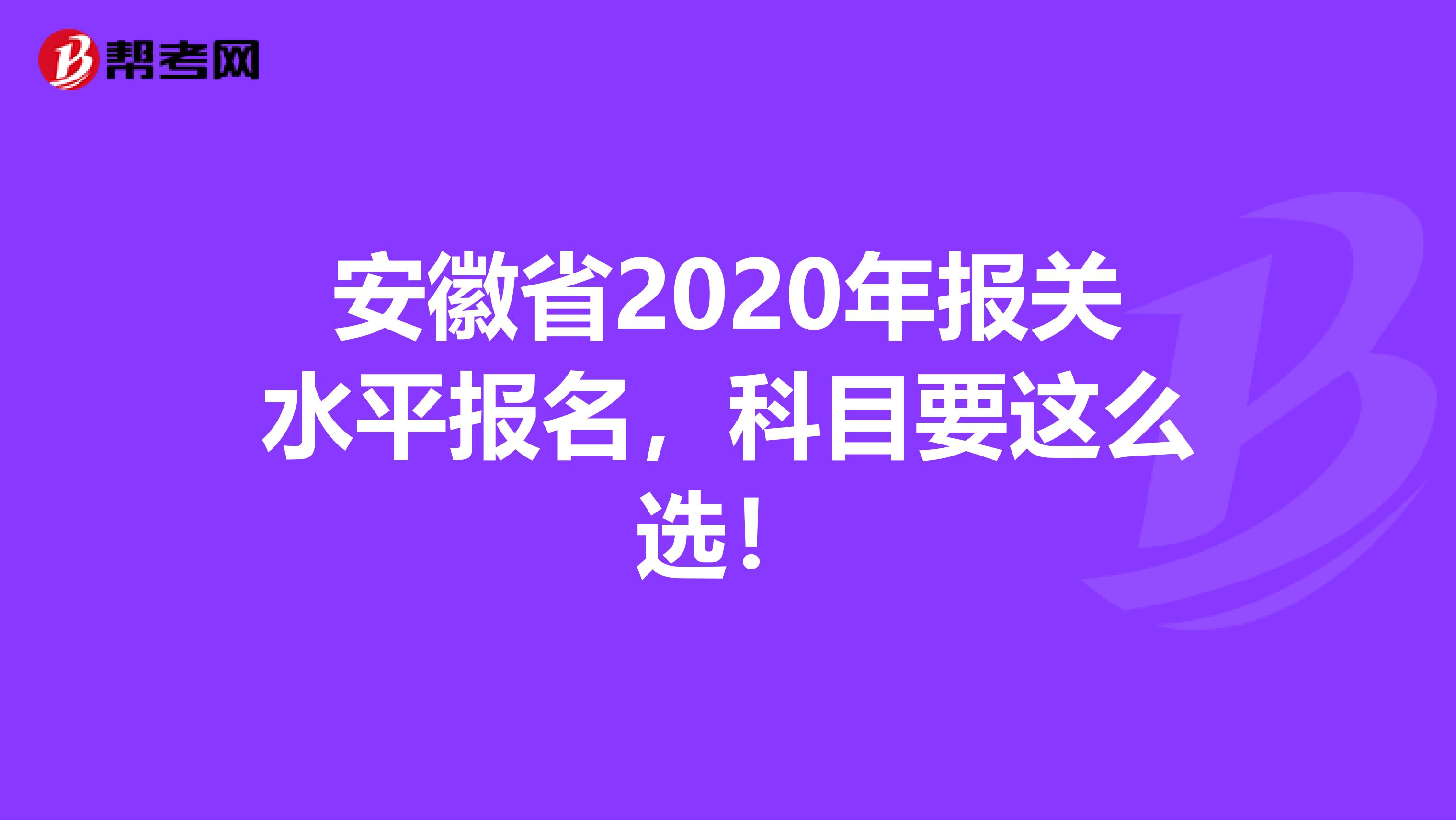 安徽省2020年报关水平报名，科目要这么选！