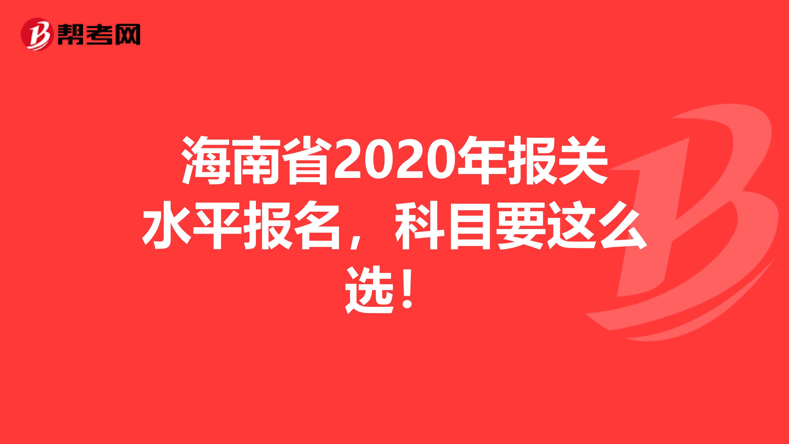 海南省2020年报关水平报名，科目要这么选！