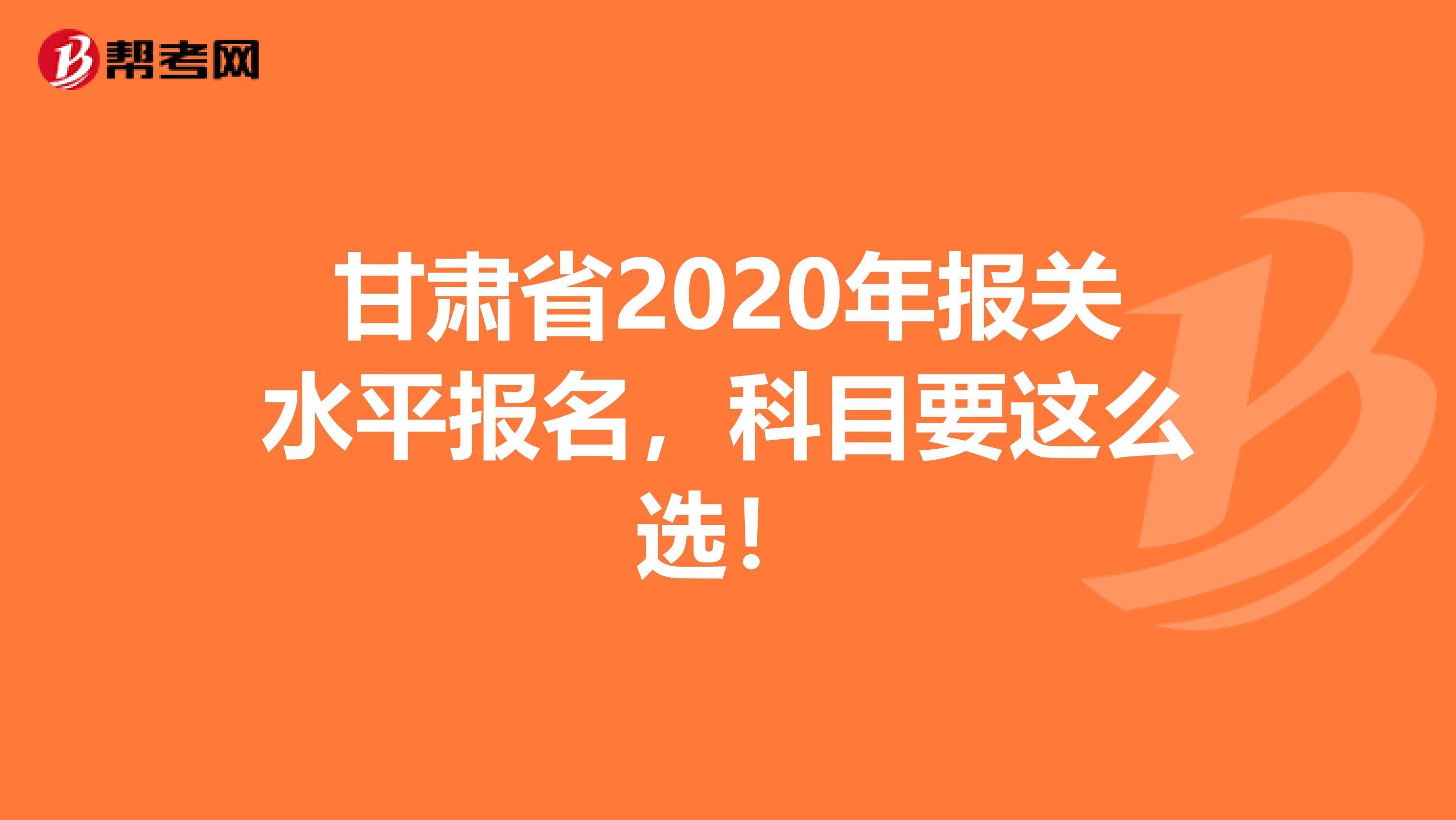 甘肃省2020年报关水平报名，科目要这么选！