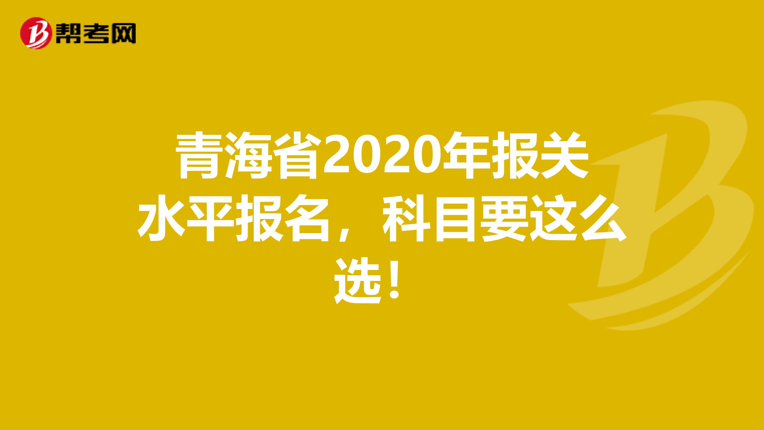 青海省2020年报关水平报名，科目要这么选！
