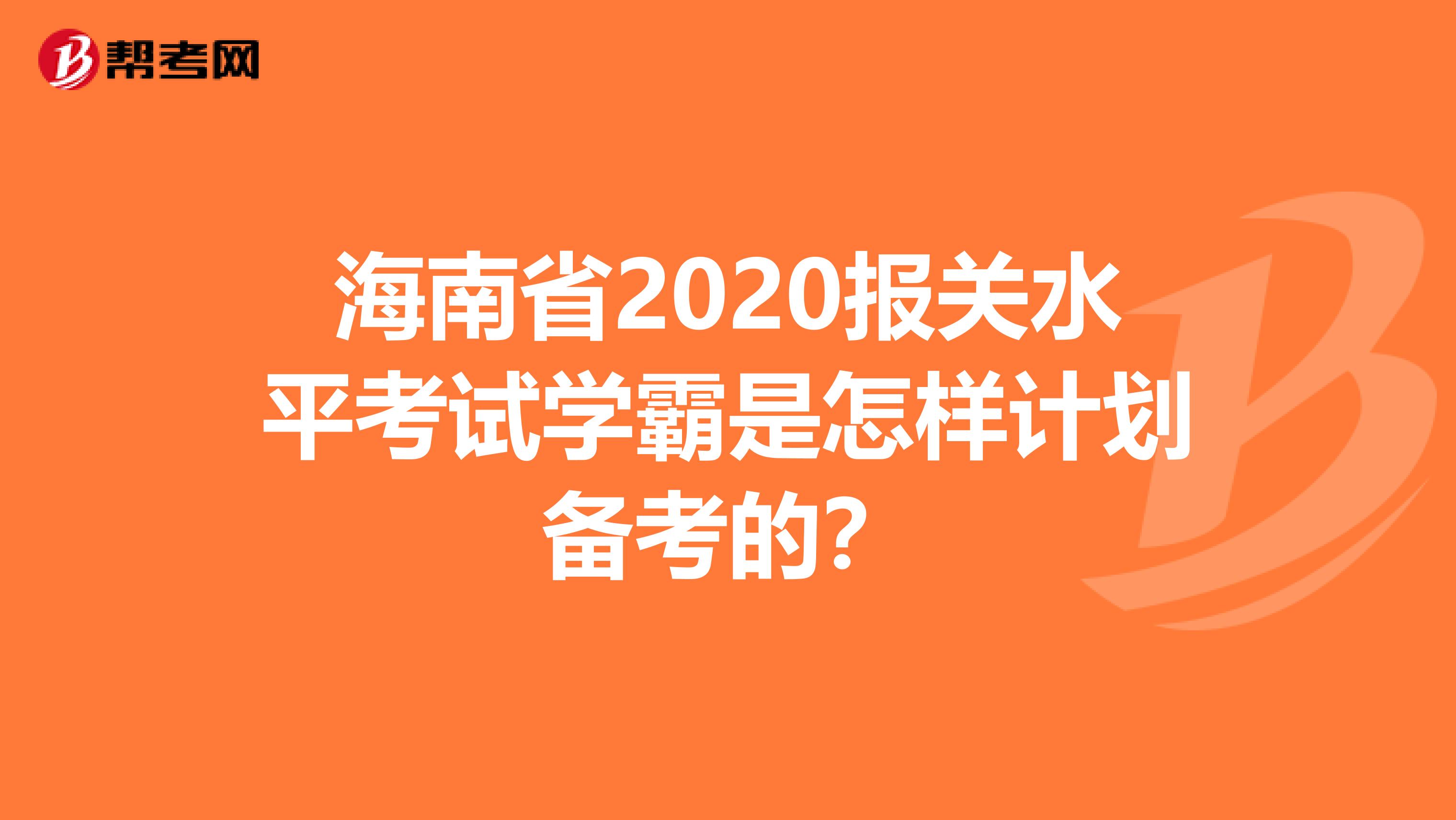 海南省2020报关水平考试学霸是怎样计划备考的？