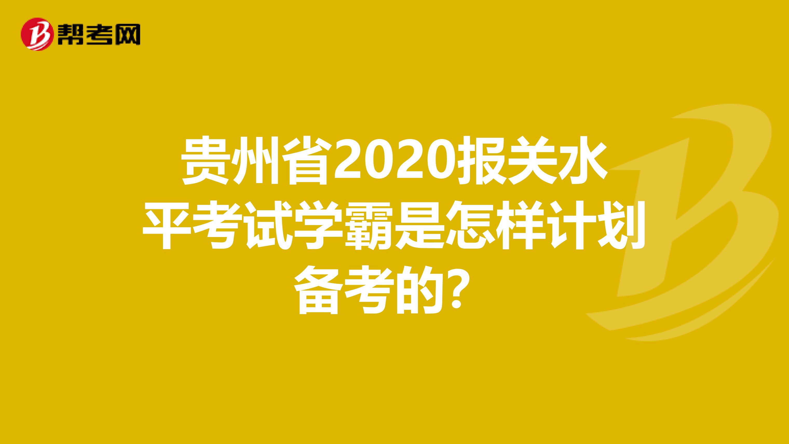 贵州省2020报关水平考试学霸是怎样计划备考的？