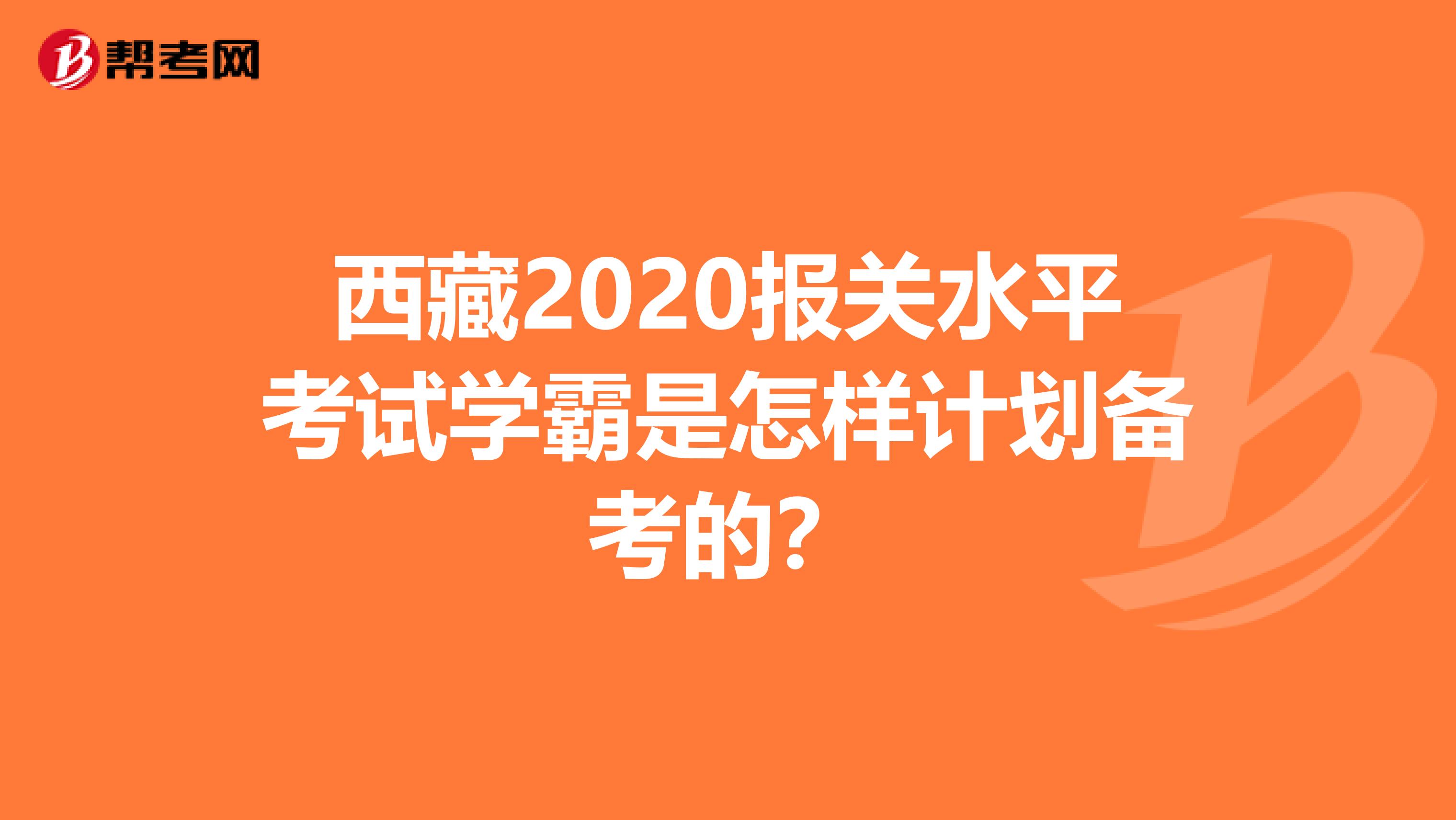 西藏2020报关水平考试学霸是怎样计划备考的？