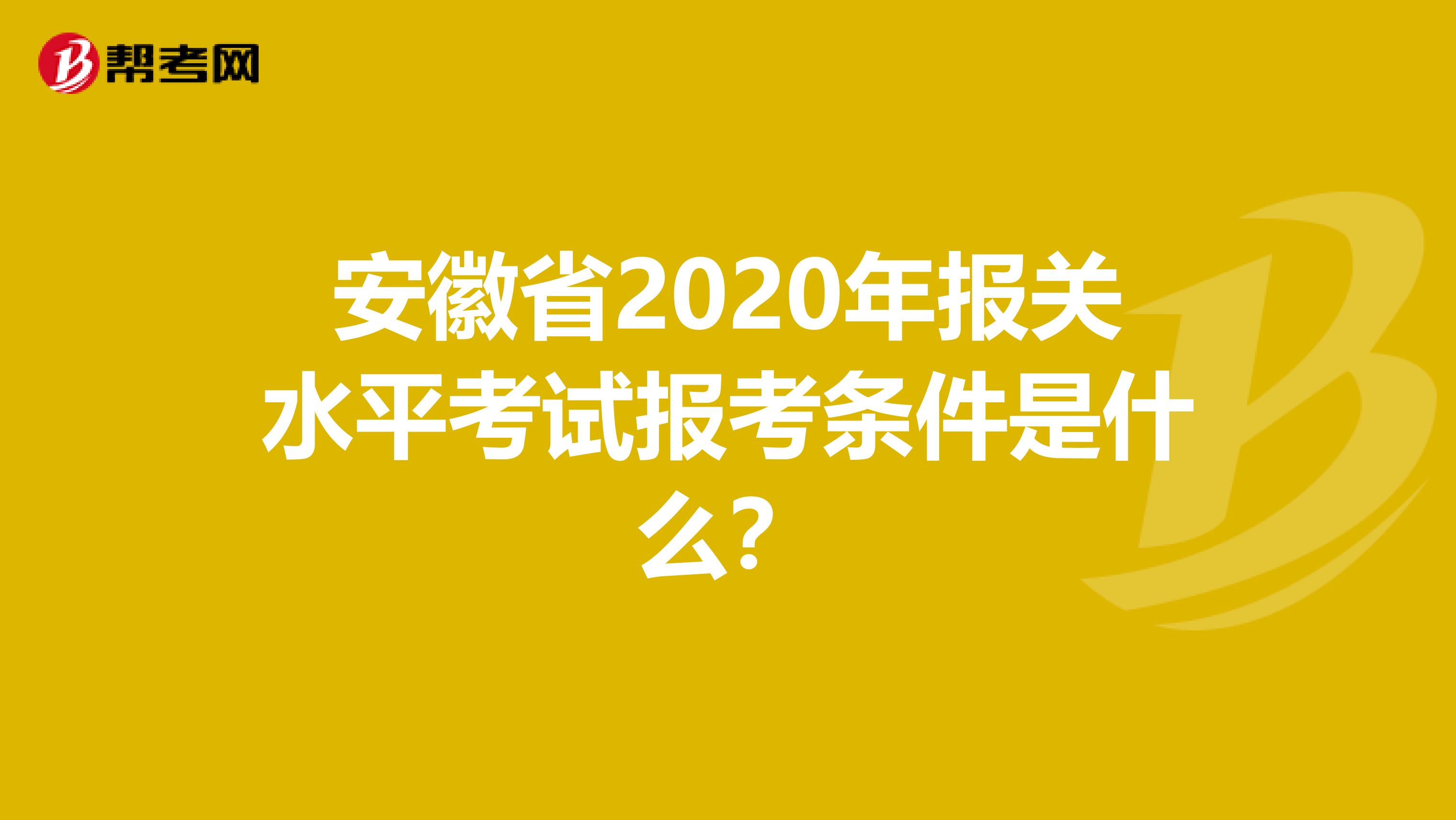 安徽省2020年报关水平考试报考条件是什么？