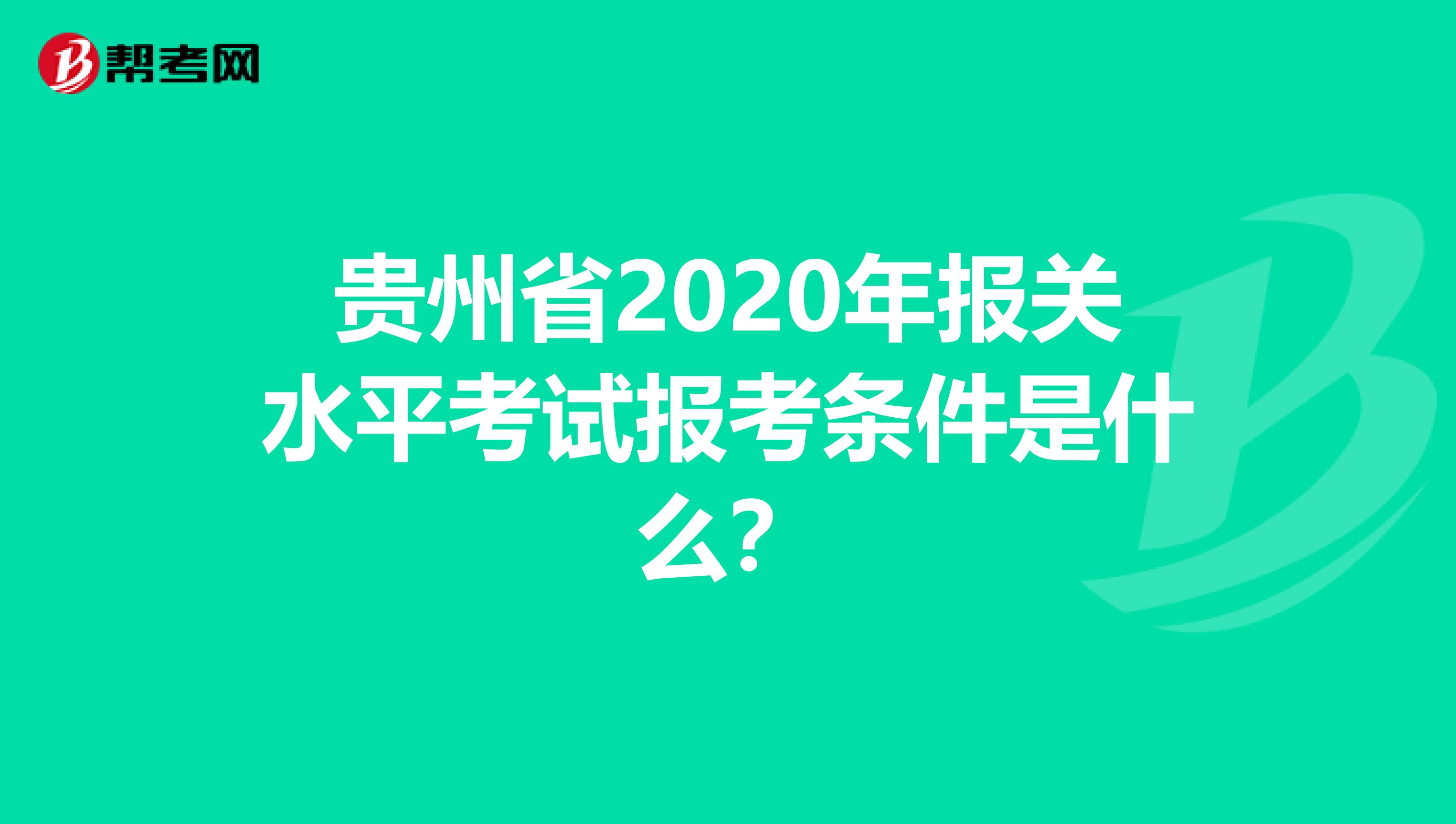 贵州省2020年报关水平考试报考条件是什么？