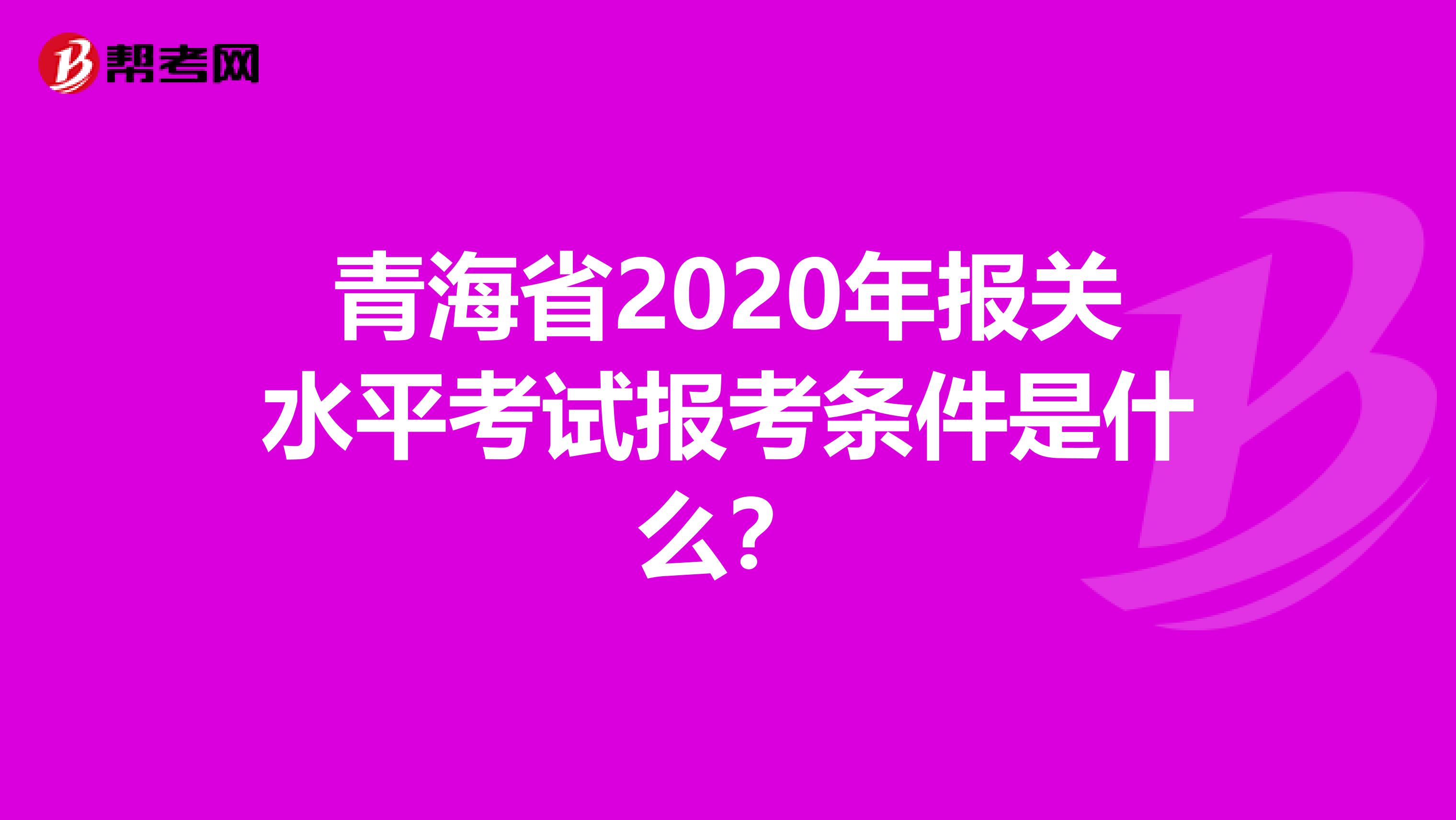 青海省2020年报关水平考试报考条件是什么？