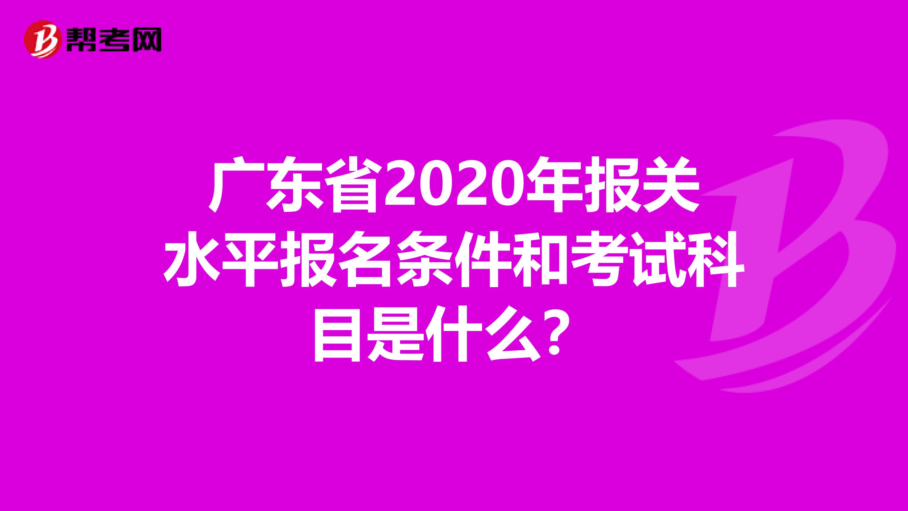 广东省2020年报关水平报名条件和考试科目是什么？