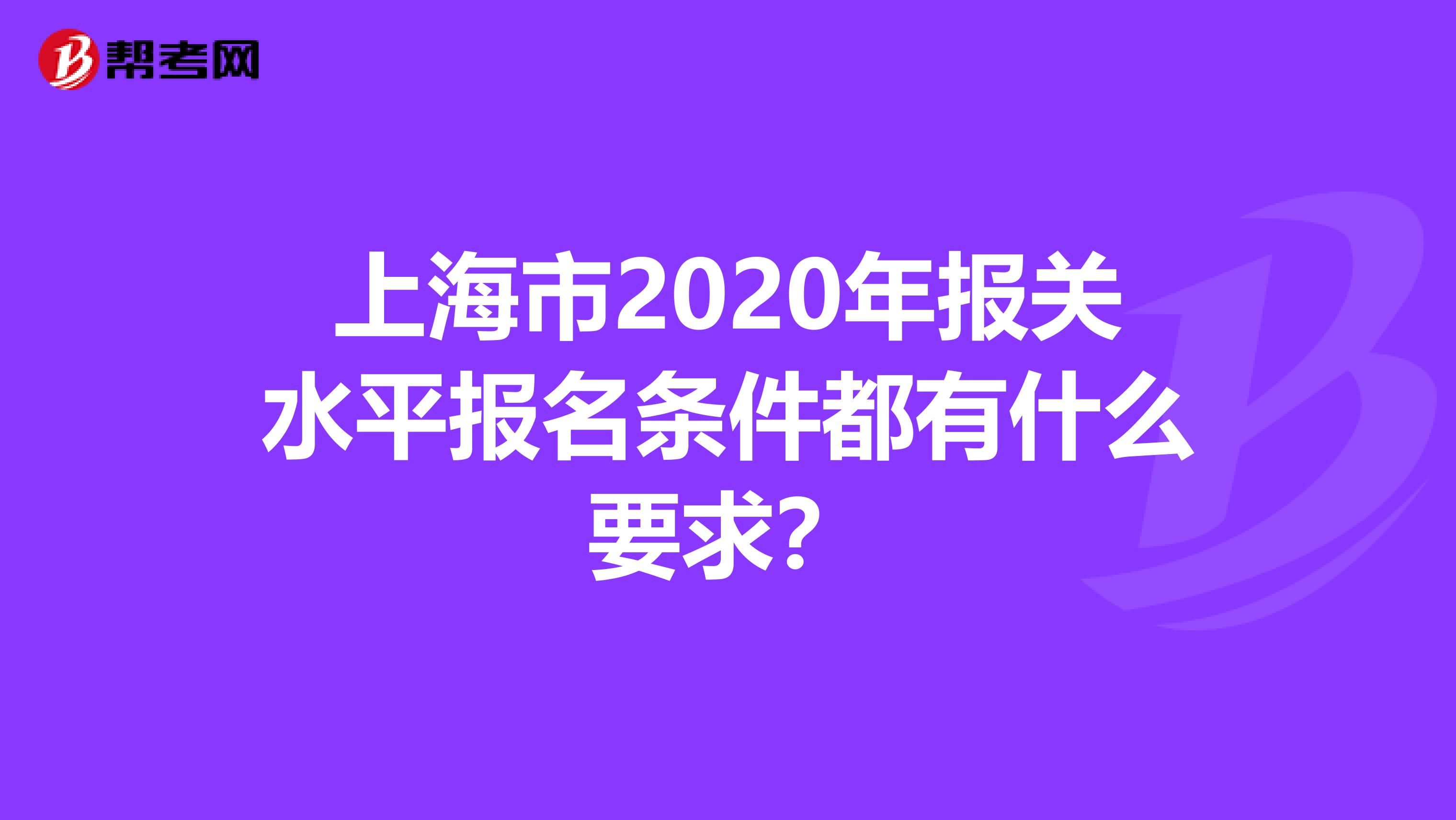 上海市2020年报关水平报名条件都有什么要求？